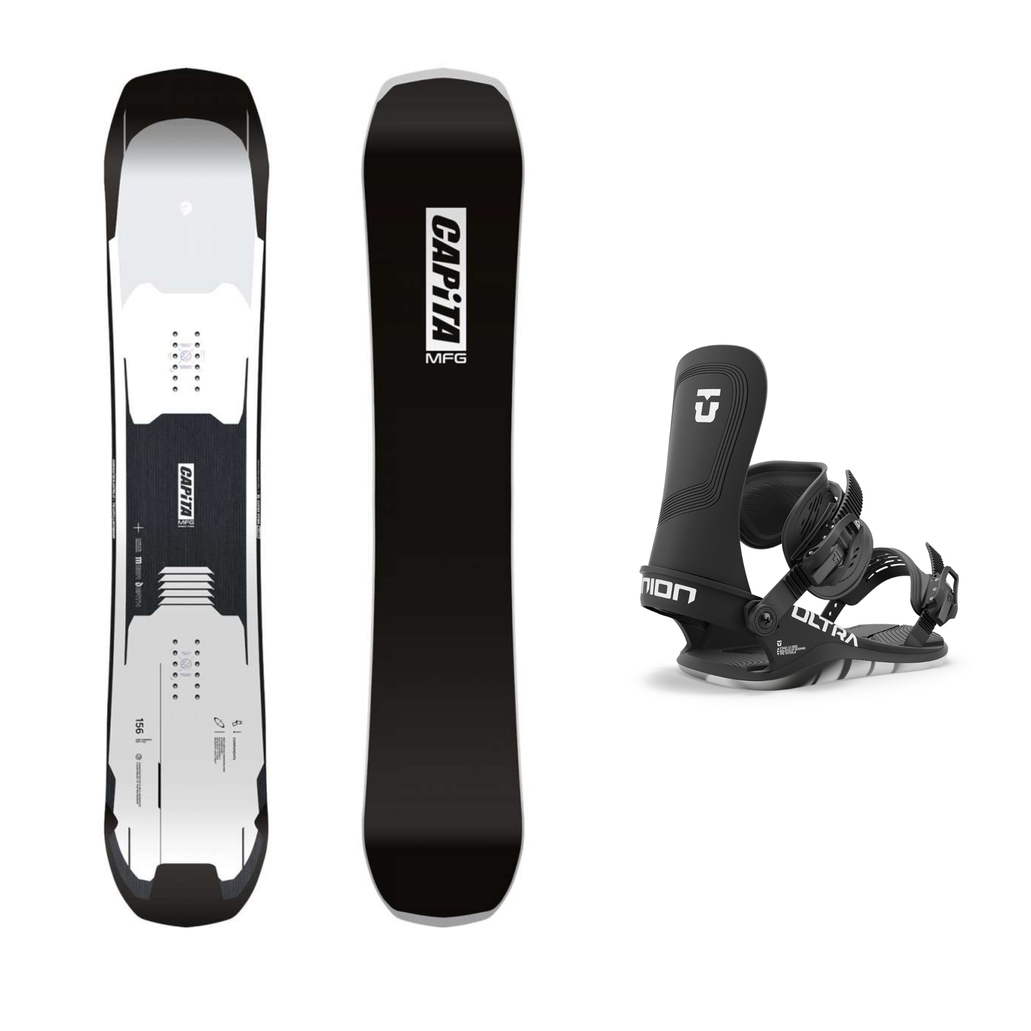 CAPiTA Mega Death Snowboard with Union Ultra Bindings 2025 - All-Mountain Freestyle Snowboard for Powder & Park Riding | Perfect for Backcountry Adventures & Resort Sessions