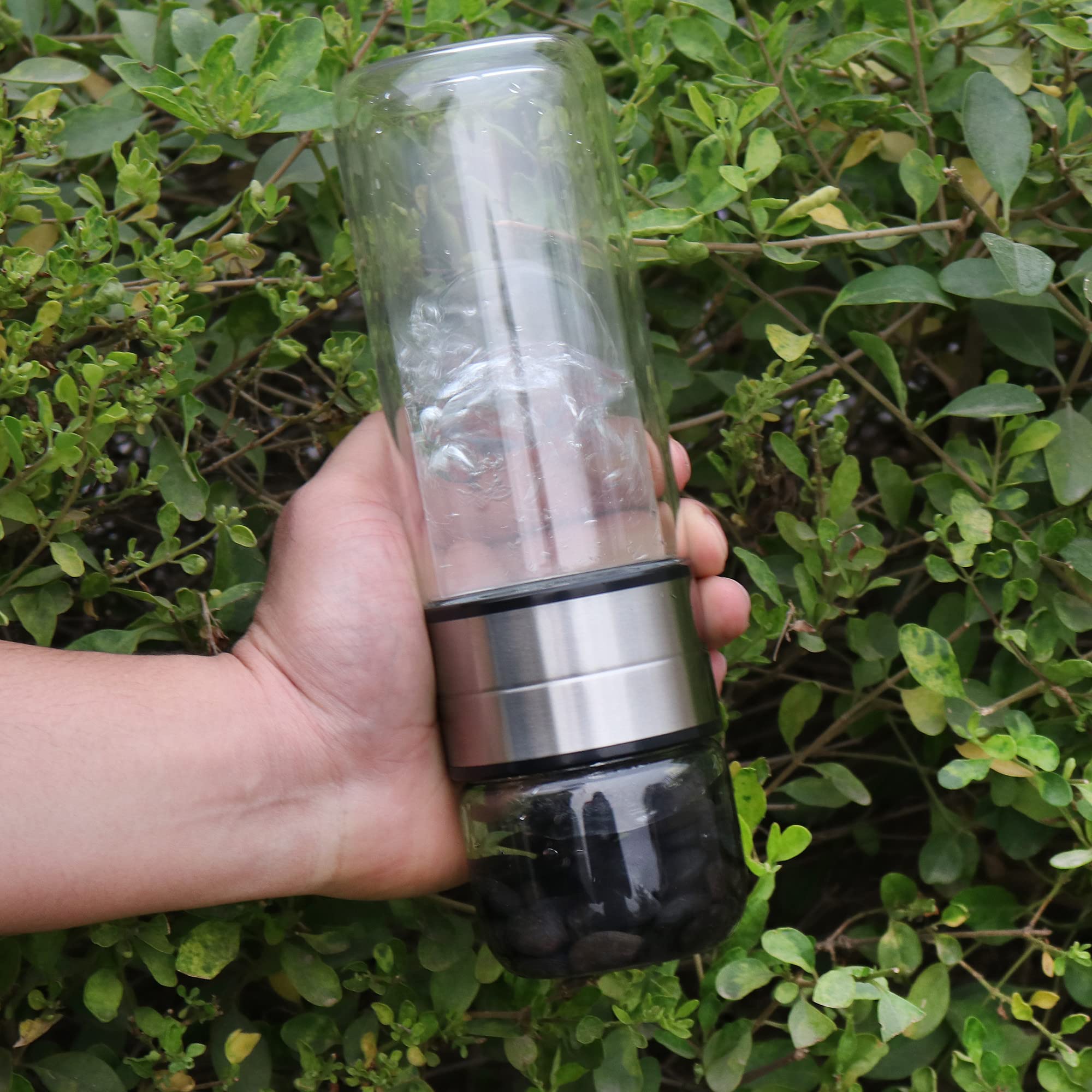 GEMHUB Crystal Water Bottle Set with Genuine Black Jade Gemstones | Gem Infused Water Bottle for Hydration & Wellness | Perfect for Yoga, Meditation & Energy Cleansing