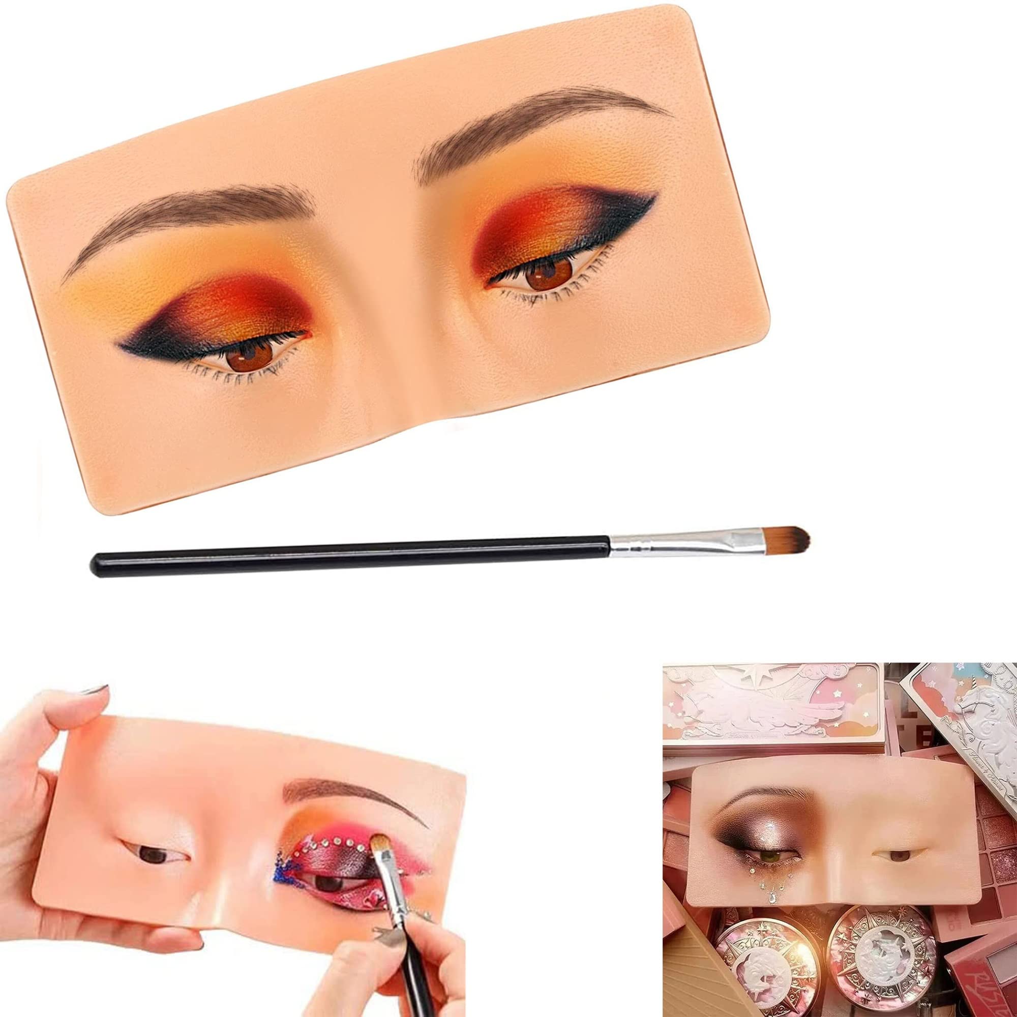 AMZPG Silicone Makeup Practice Board - Reusable Eyelash & Facial Makeup Training Mannequin for Beauty Students & Professionals | Perfect for Salon Practice, Cosmetology Classes & Home Makeup Training