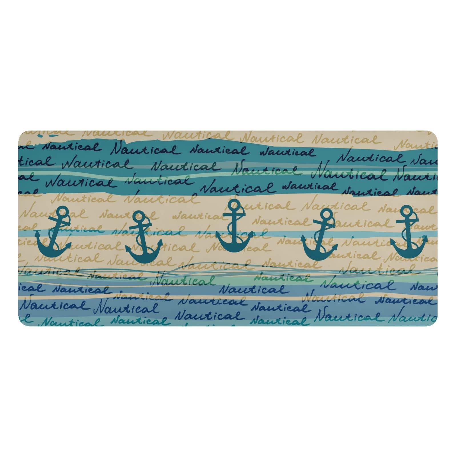 ALAZA Nautical Anchor Design PVC Leather Desk Mat - Waterproof Non-Slip Keyboard Mouse Pad (16.5