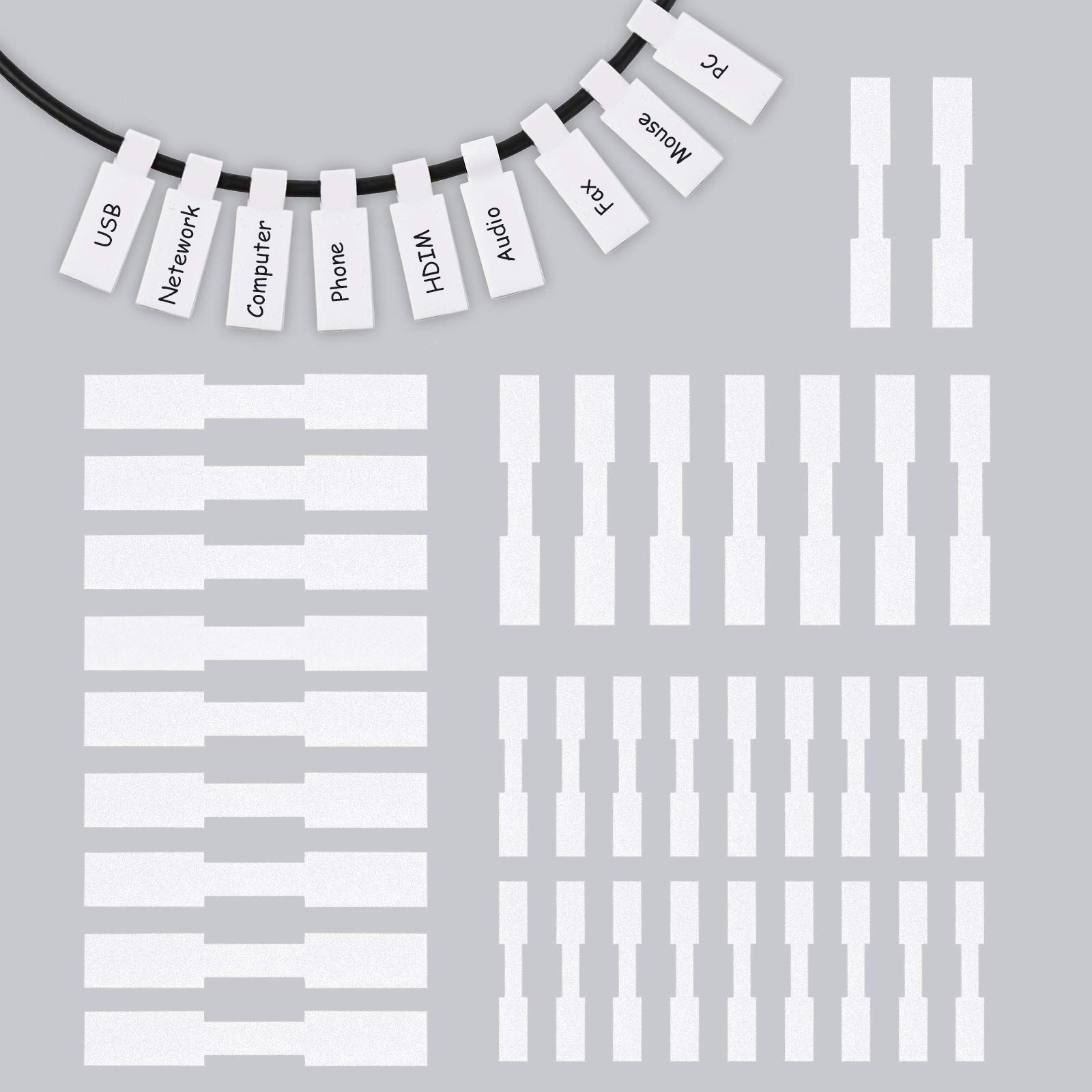 90 Pieces Self-Adhesive Cable Label Wire Labels - EVA Foam Waterproof Cord Tags for Electronics, Computers & Office Organization - Perfect for Cable Management, Identification & Home/Office Wiring (White)