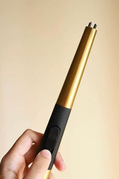 Flint Brass USB Rechargeable 25cm Windproof Lighter - Perfect for Camping, Hiking, BBQ & Outdoor Adventures