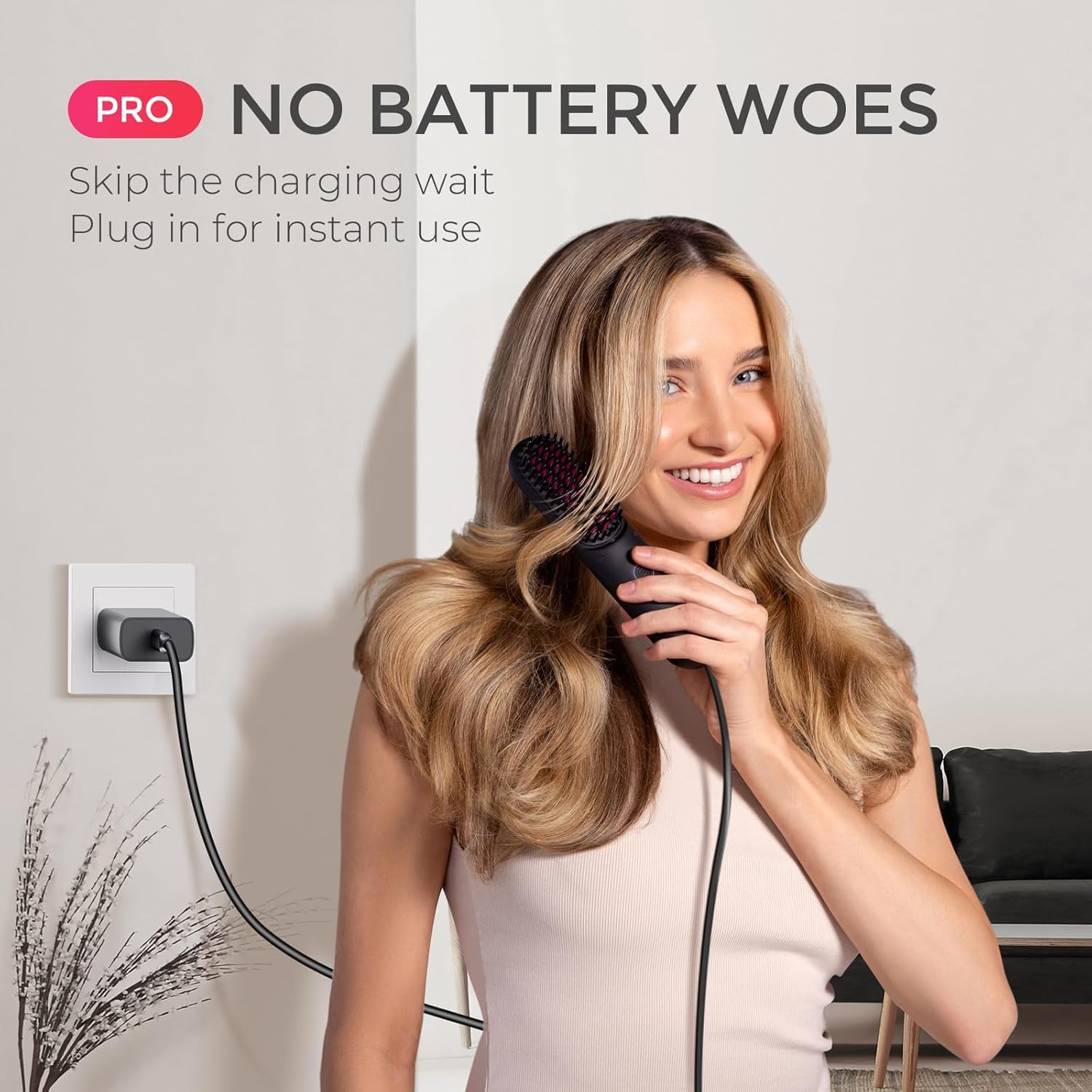 TYMO Cordless Hair Straightener Brush - Portable Ionic Straightening Brush for Women, Mini Hot Comb with Fast Charging & Dual Power, Lightweight Travel Hair Styler for On-The-Go Use | Perfect for Home, Travel & Salon Styling