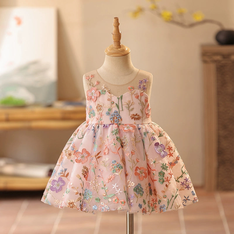 Adorable Baby Girl Puffy Sleeve Flower Dress - Toddler Pageant Princess Gown for Weddings & Special Occasions