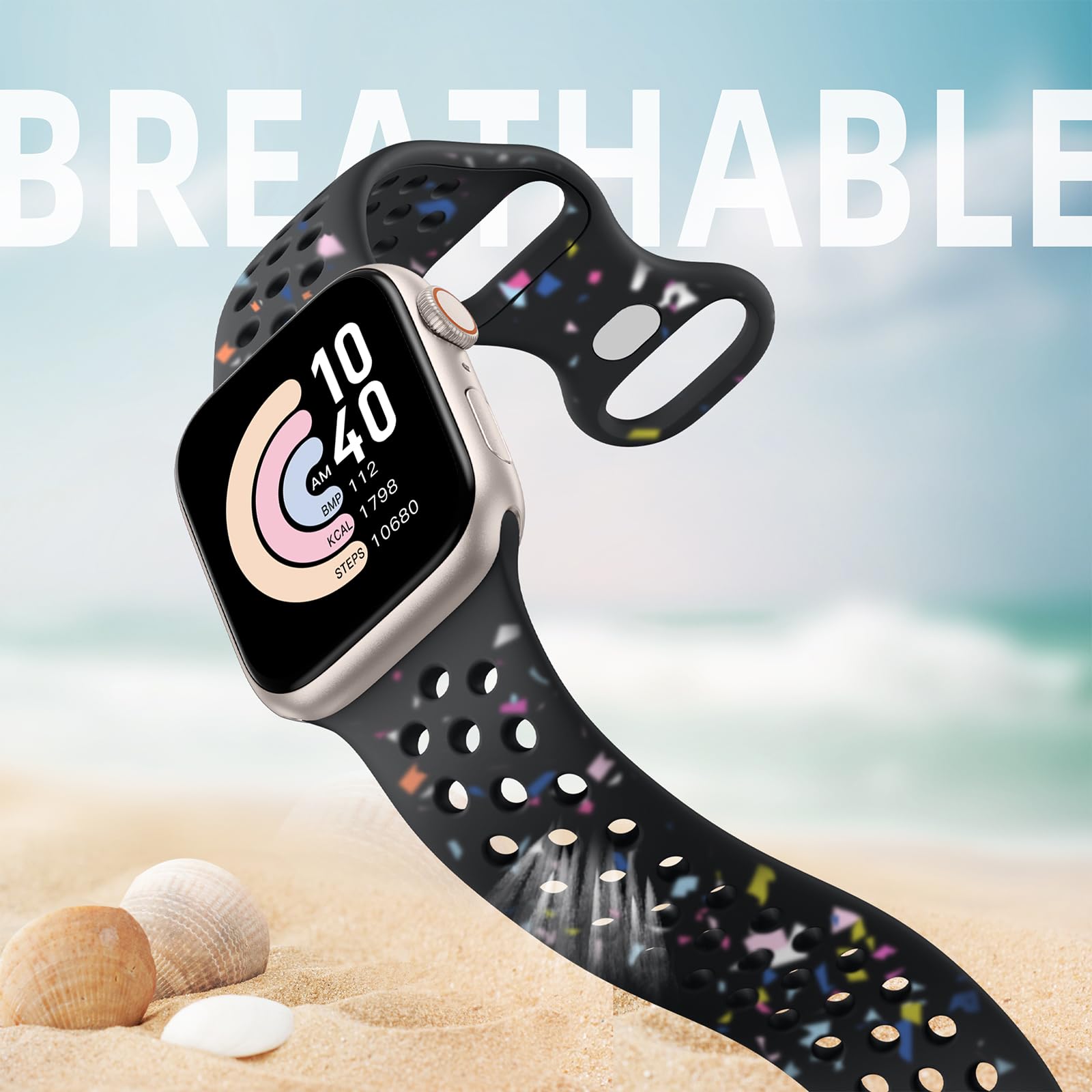 Eco-Friendly Apple Watch Bands for Women & Men - Compatible with iWatch Series Ultra 2/9/8/7/6/5/4/3/SE (38mm/40mm/41mm/42mm/44mm/45mm/49mm) - Breathable Sport Strap for Gym, Running & Daily Wear
