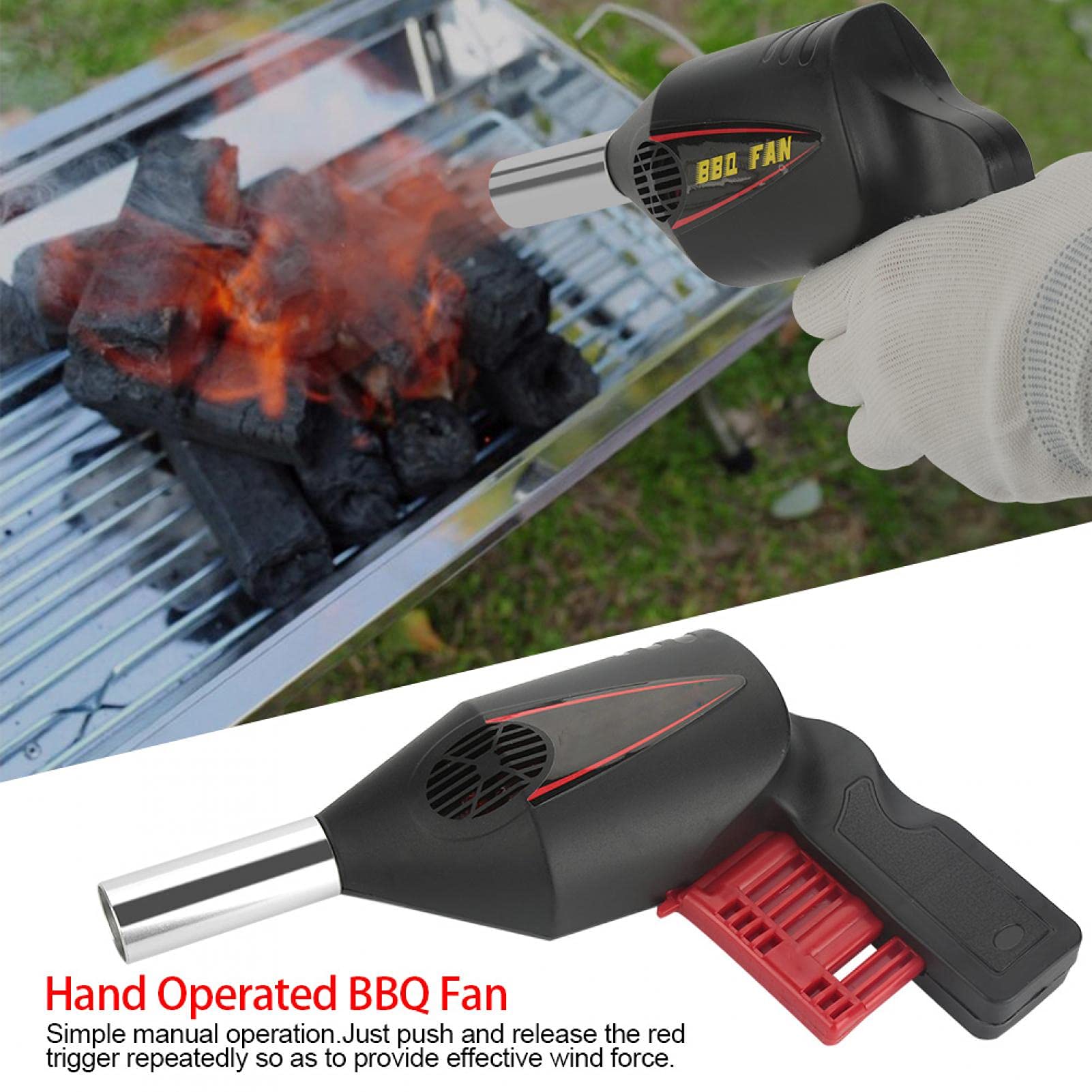 EVTSCAN Portable Handheld BBQ Fan - Manual Air Blower for Outdoor Grilling, Camping, Picnics & Backyard Barbecues | Perfect for Charcoal Starter, Fire Pit & Campfire Cooking