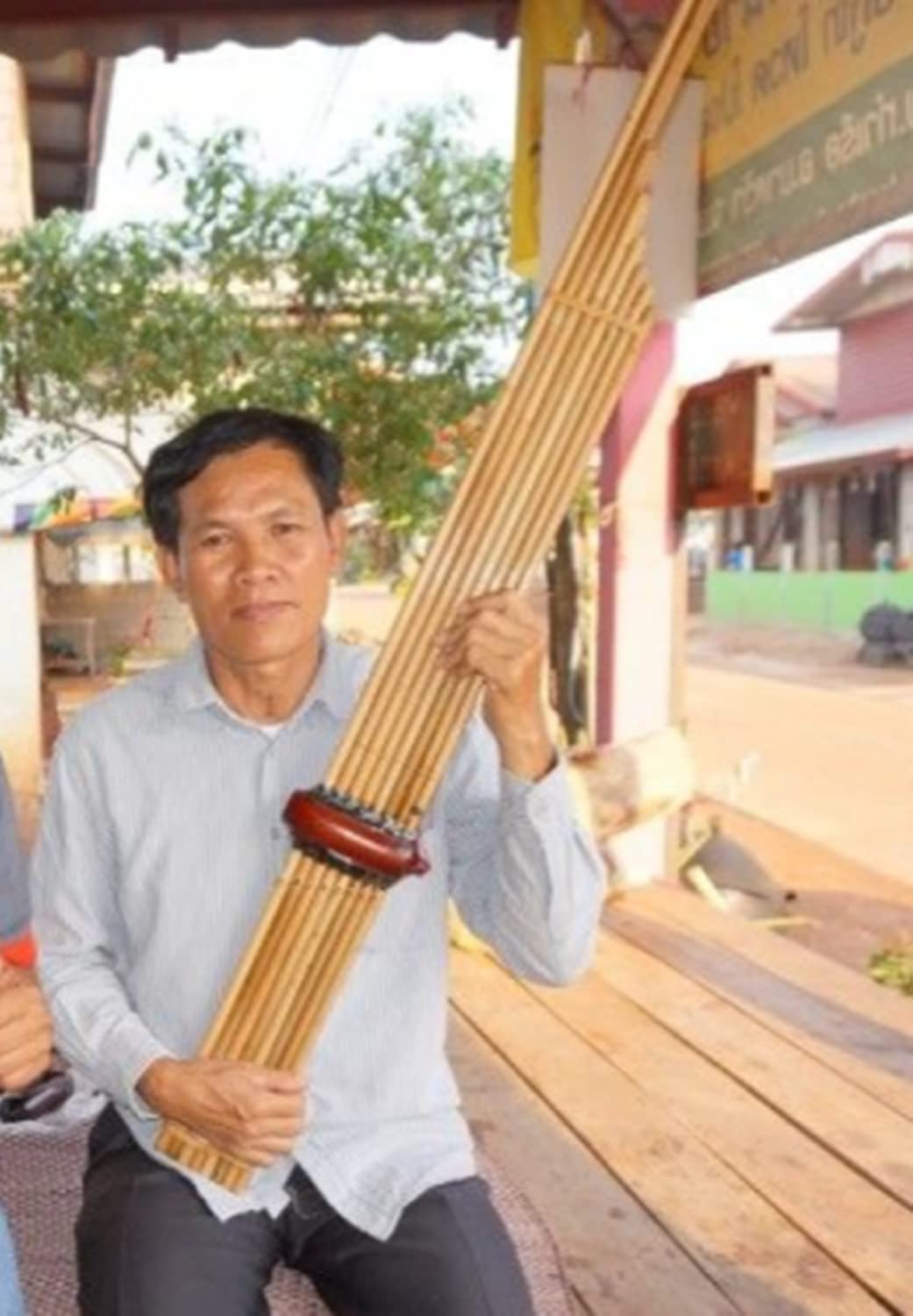Thai Khaen Bamboo Silver Reed Mouth Organ - Traditional Isan Musical Instrument | 8-Key Dm Tuned Folk Flute Harmonica (57
