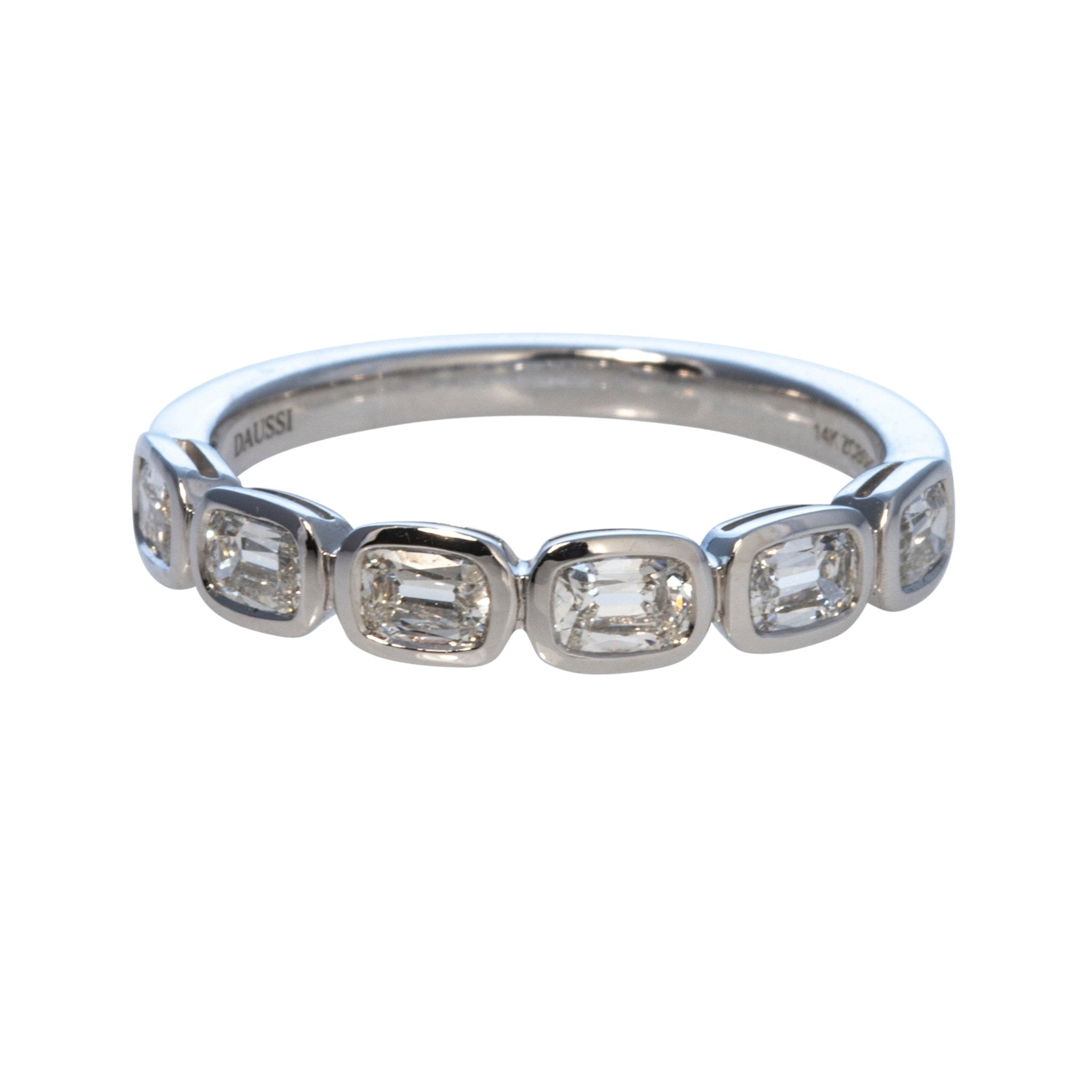 0.72ctw Cushion Cut Diamond Bezel Set 18K White Gold Half Eternity Band Ring for Women - Perfect for Engagement, Wedding, Anniversary & Everyday Elegance