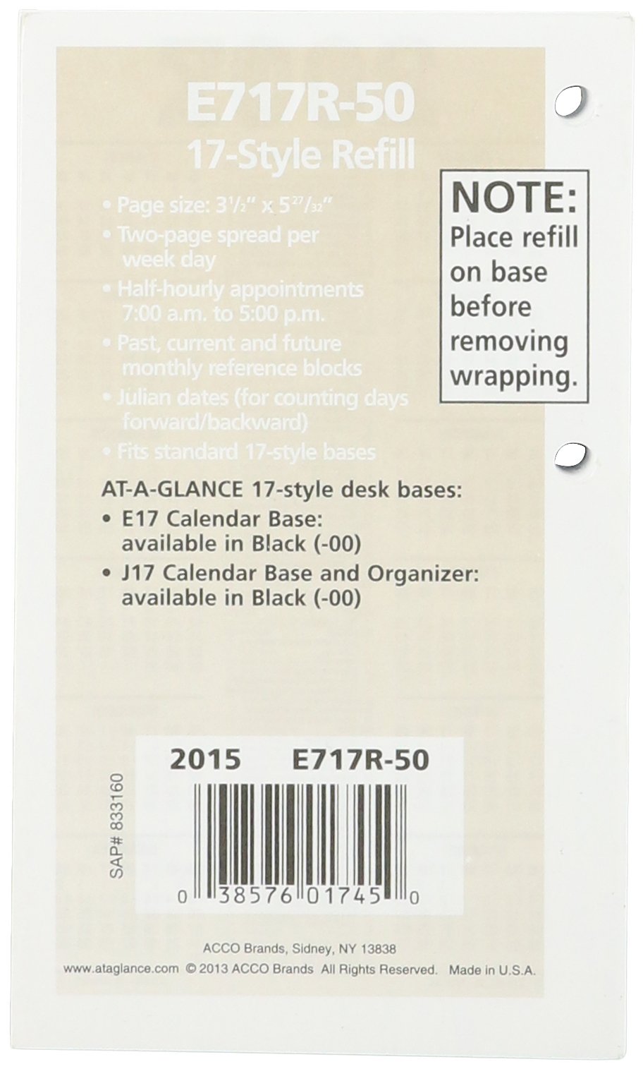 At-A-Glance E717R50 Recycled Desk Calendar Refill - Eco-Friendly 2024 Planner Refill for Home & Office Organization | Perfect for Scheduling, Productivity & Daily Planning