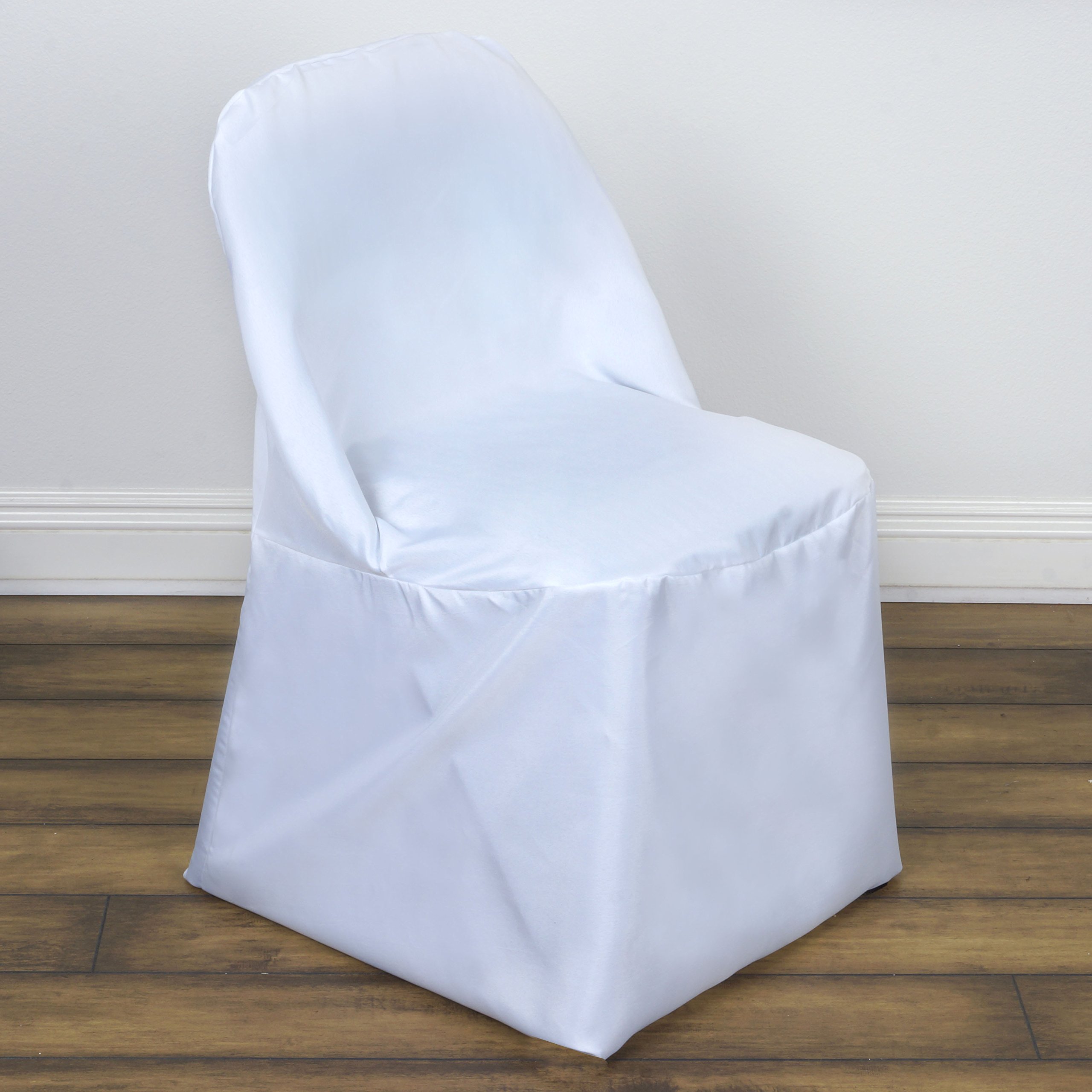50-Pack White Round Polyester Chair Covers - Washable Folding Seat Covers for Wedding, Party, Banquet & Reception Decorations - Perfect for Dining Events, Ceremonies & Home Decor