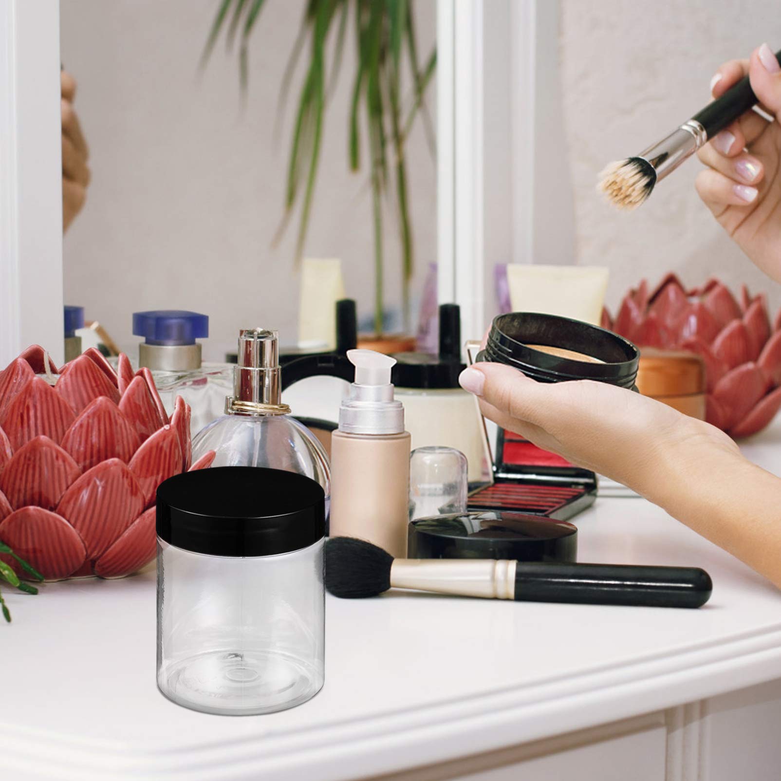 HEALLILY 12-Piece Plastic Cream Jars with Lids - 1oz Cosmetic Containers for Lotion, Face Mask, Makeup & Skincare Storage - Perfect for DIY Beauty Products, Salons, and Home Organization