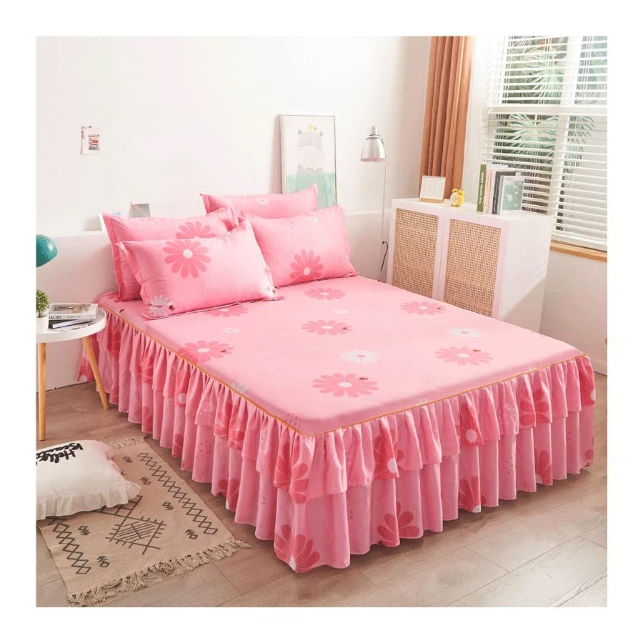3-Piece Printed Bedding Set - Soft Bed Skirt with Pillowcases & King Size Bedspread - 200x220cm Mattress Cover (Color A) - Perfect for Master Bedroom, Guest Room & Luxury Hotel Decor