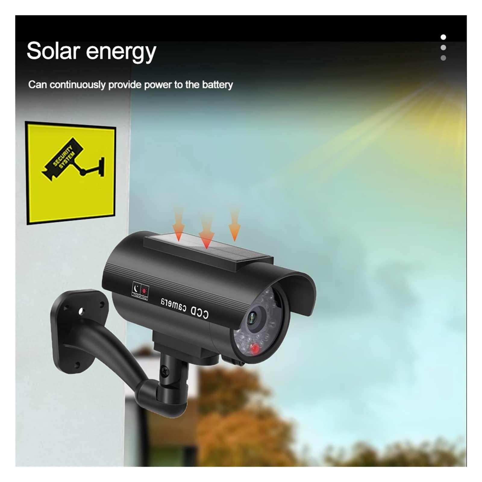 DELURA 10-Pack Black Solar Security Camera - Outdoor Waterproof Fake Dummy Camera with LED Light for Home & Office Surveillance - Perfect for Deterring Burglars & Enhancing Safety in Yards, Garages, and Entryways