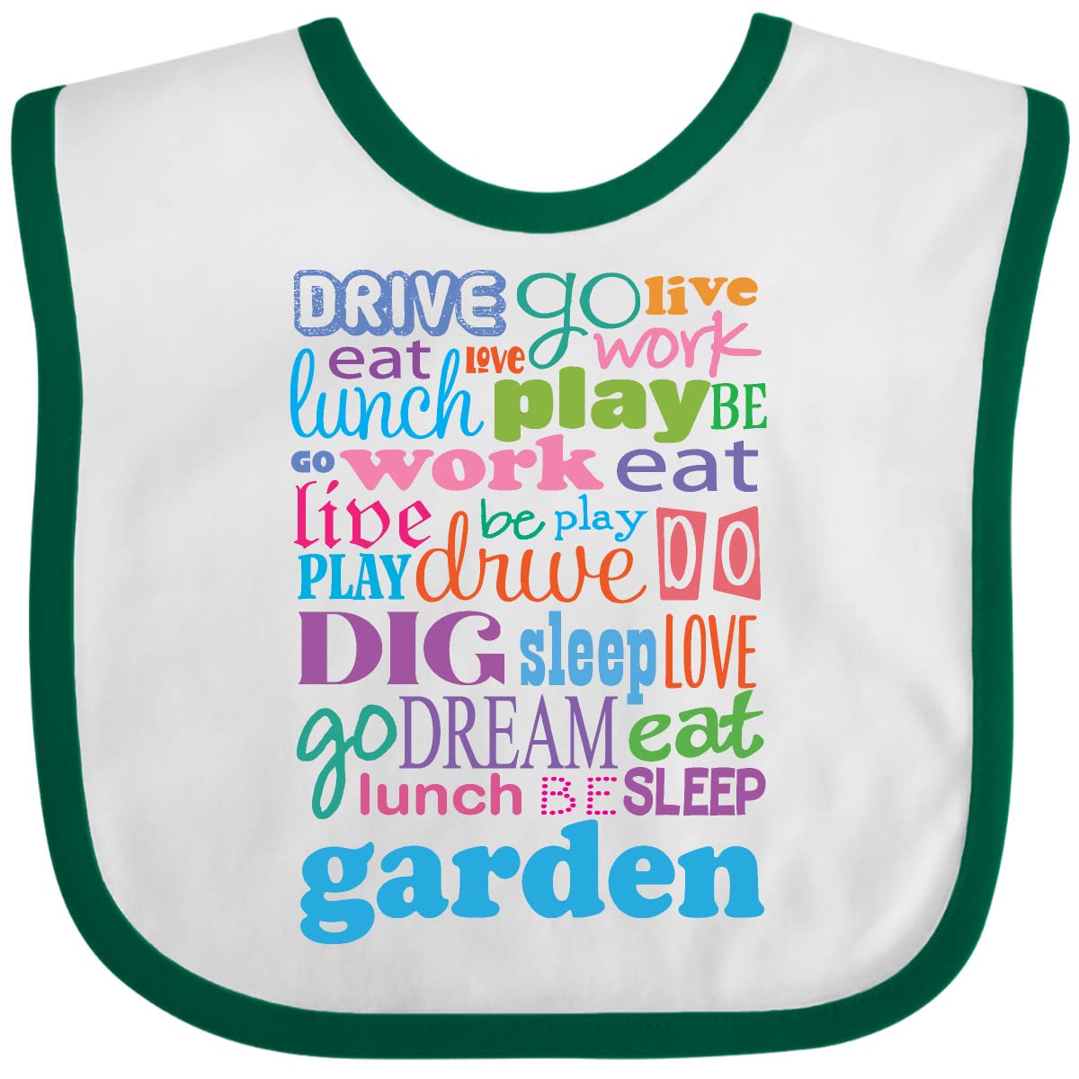 Inktastic Gardening Eat Sleep Garden Baby Bib - Cute Organic Cotton Bib for Babies & Toddlers - Perfect for Feeding, Mealtime, and Playtime