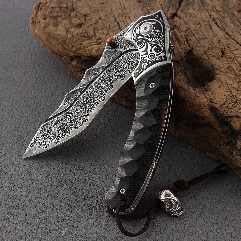 Premium Japanese Tanto Pocket Knife - Razor Sharp Blade with Obsidian Micarta Handle - Perfect for EDC, Outdoor Adventures & Collectors