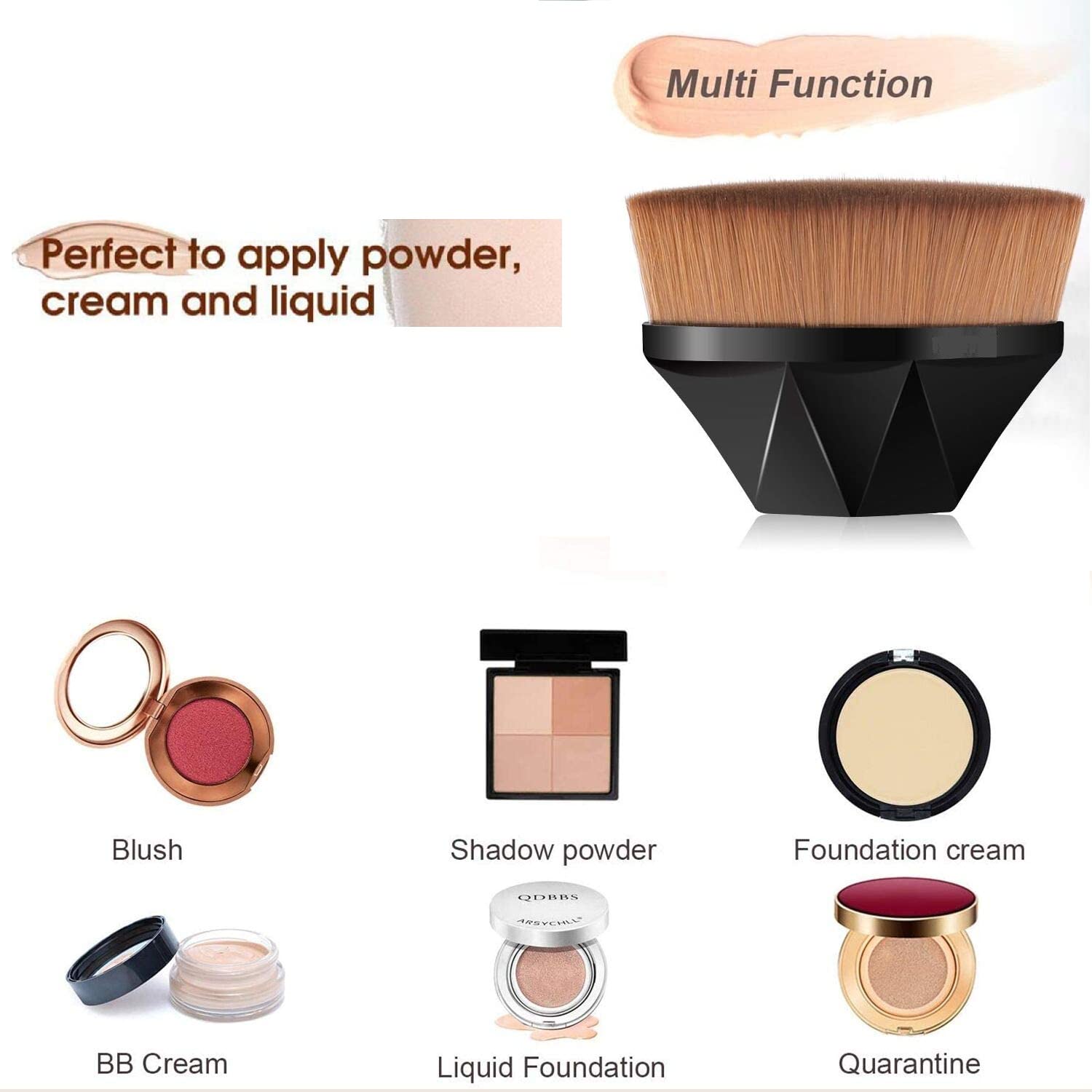 Flat Top Kabuki Brush for Liquid & Powder Foundation - Blending Makeup with Bonus Case