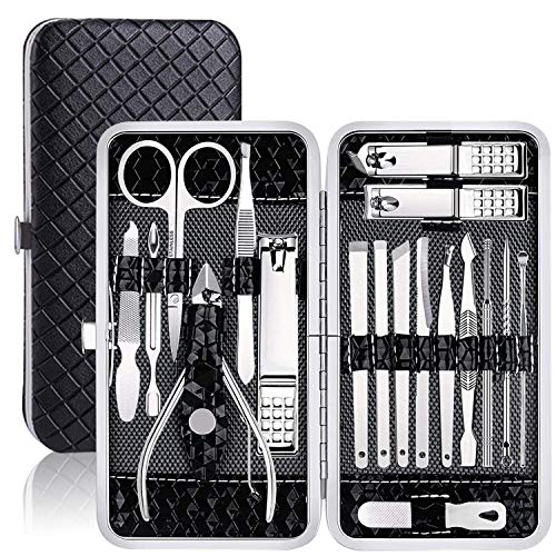 Professional 18-Piece Manicure Pedicure Set with Leather Case - SKINPLUS Nail Care Kit for Home & Salon Use - Perfect Gift for Women & Travel Essentials (Colors May Vary)