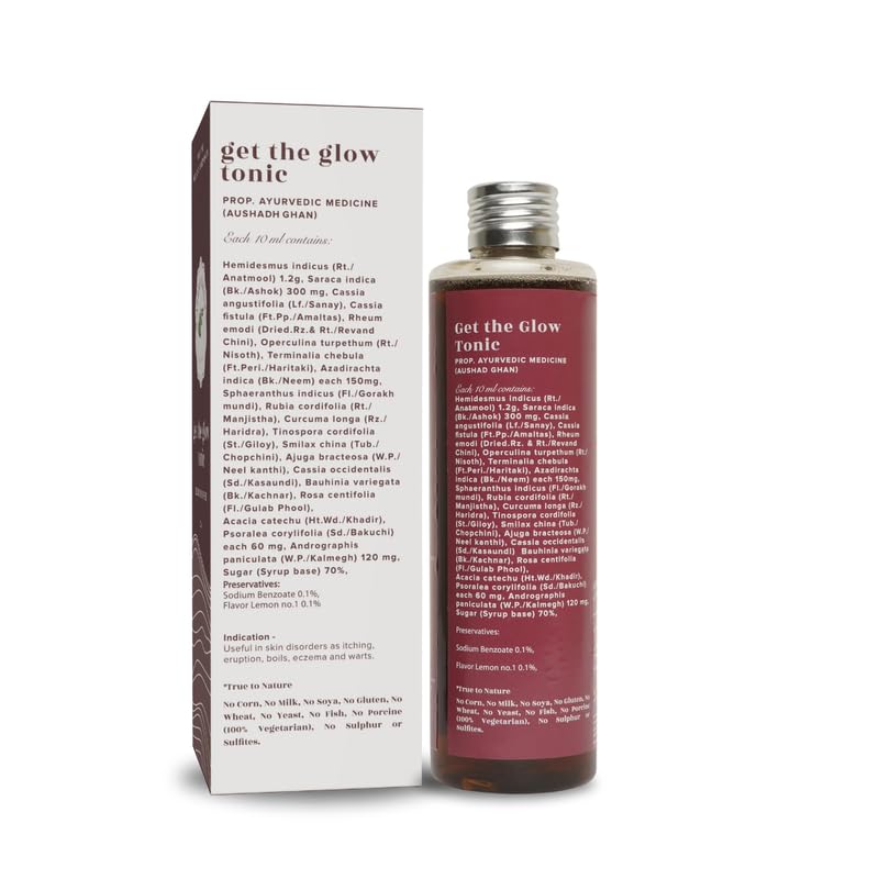 Baidyanath Ayurvedant Get The Glow Tonic Herbal Elixir 200ml - Natural Skin Brightening & Hydrating Formula for Radiant & Glowing Skin | Pack of 1 | Perfect for Daily Skincare Routine & Ayurvedic Beauty Regimen