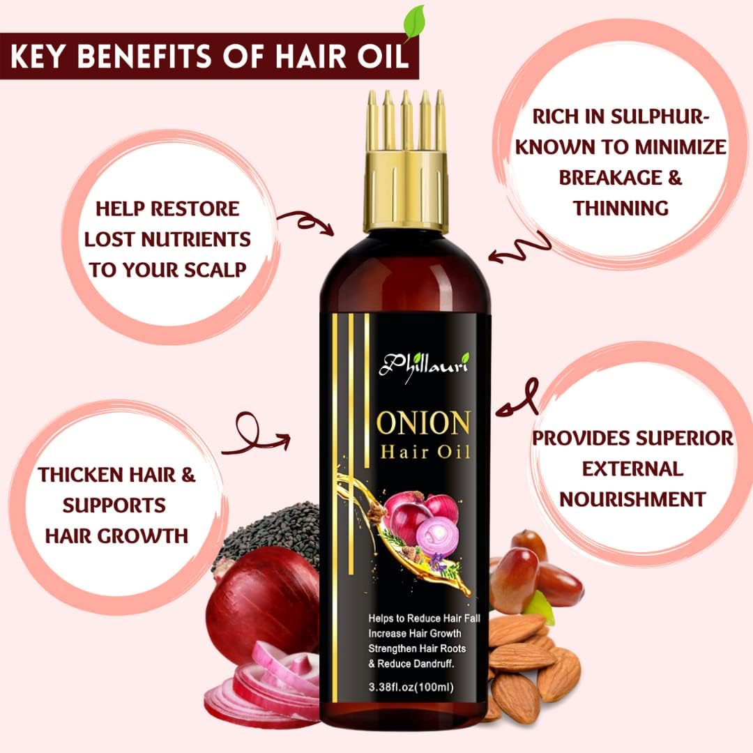 Phillauri Onion Hair Growth Oil - Anti Hair Fall Treatment (400ml) for Stronger Hair