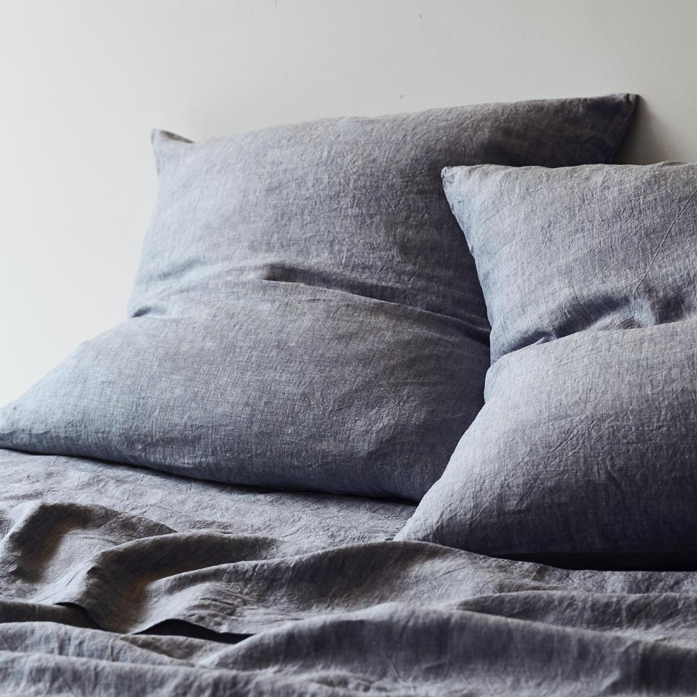 Premium Linen Euro Pillowcase Set - Soft Chambray Blue Bedding - Perfect for Guest Rooms, Master Bedrooms & Luxury Home Decor