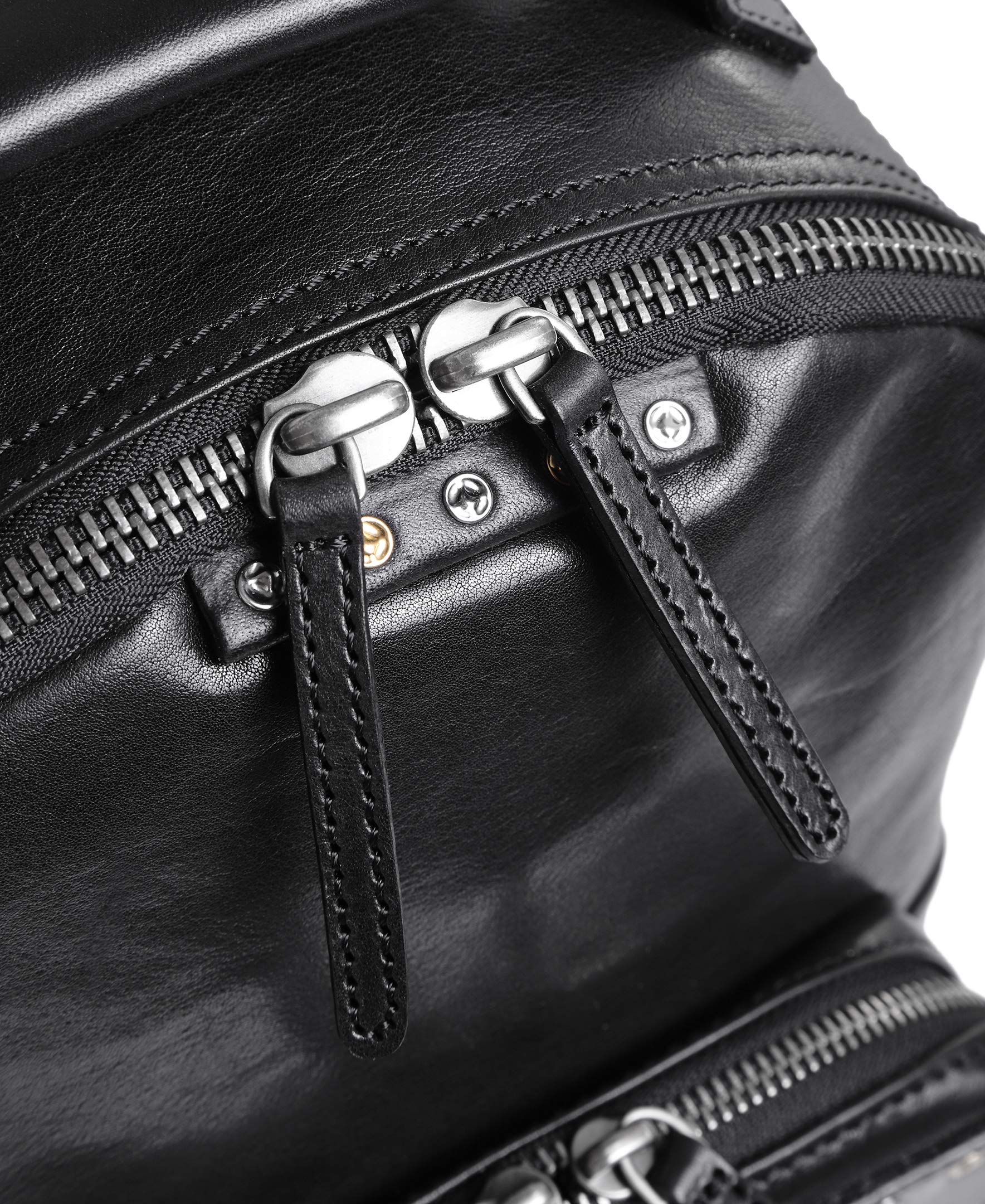 Genuine Leather Studded Backpack for Women & Men - Stylish Black Gothic Punk Shoulder Bag for School, Travel & Daily Use