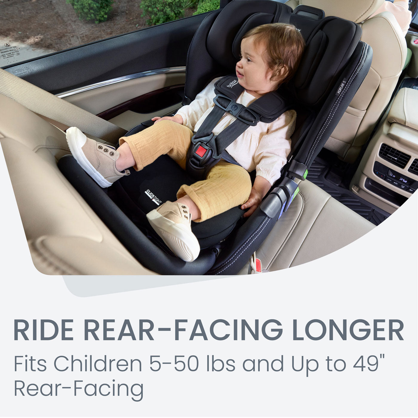 Britax Poplar S ClickTight Convertible Car Seat - Safe & Comfortable for Infants to Toddlers (5-65 lbs) | Easy Installation & Adjustable Headrest | Perfect for Family Travel & Daily Commutes