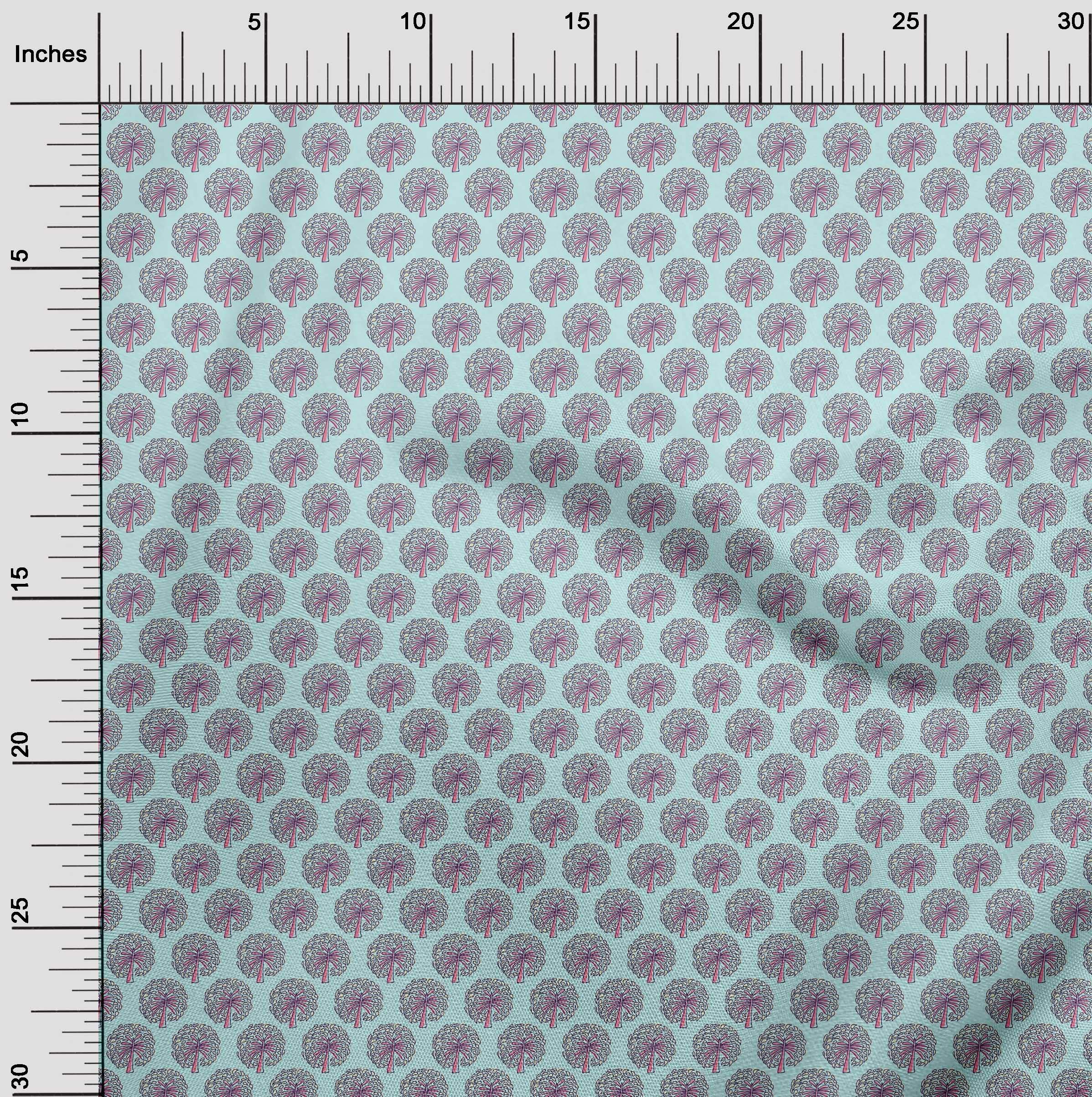 oneOone Polyester Spandex Pastel Mint Ethnic Print Fabric by The Yard - 56 Inch Wide Soft Stretchy Dress Material for DIY Fashion, Home Decor & Quilting Projects
