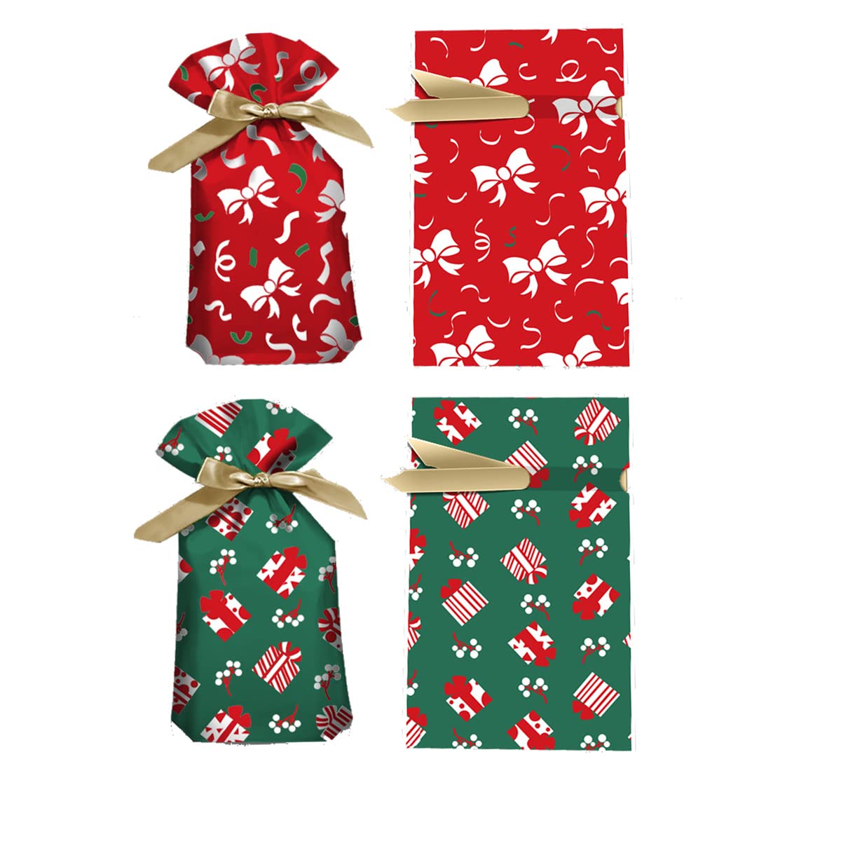 50pcs Christmas Drawstring Gift Bags - Reusable Plastic Treat Bags for Candy, Cookies & Party Favors | Perfect for Christmas, Birthday Parties & Holiday Gifting | Great for Stocking Stuffers, Classroom Treats & Event Giveaways