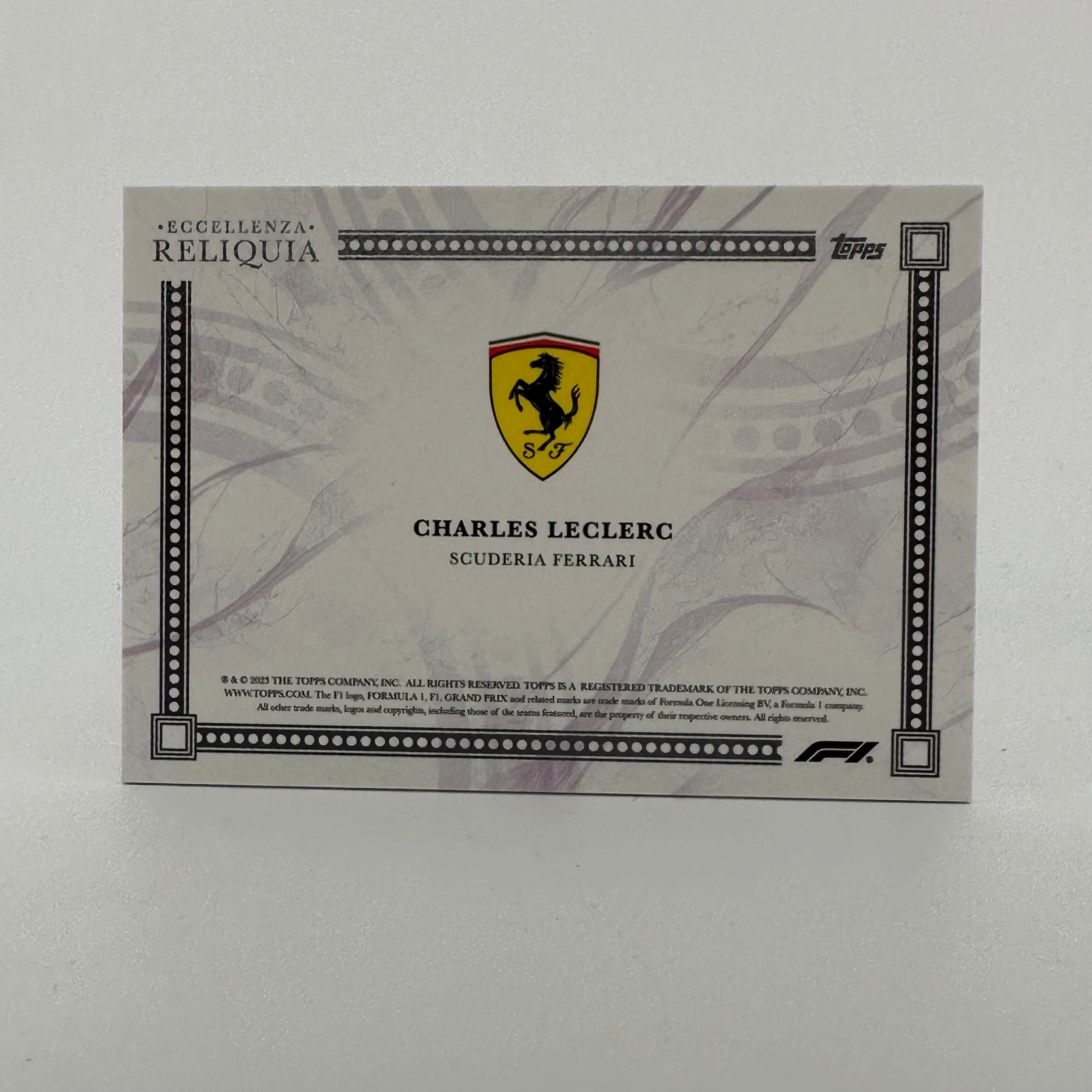 2023 Topps Eccellenza Reliquia Charles Leclerc Purple Racing Card - 22/25 Limited Edition - Perfect for F1 Collectors, Sports Memorabilia Displays, and Racing Fan Gifts