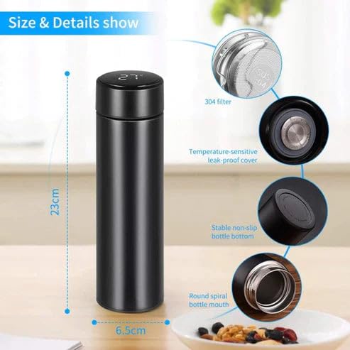 Smart LED Temp Display Insulated Water Bottle 500ml - Gym & Office Hydration