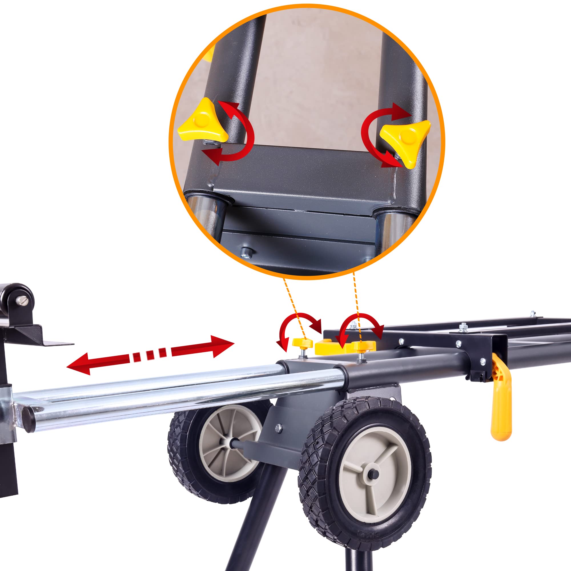 Heavy Duty Rolling Miter Saw Stand with 8-Inch Wheels - 330 Lbs Capacity, Portable Workbench for Woodworking, Black & Grey (Single Pack WK-MS029E-2) - Perfect for Job Sites, Construction, and DIY Projects