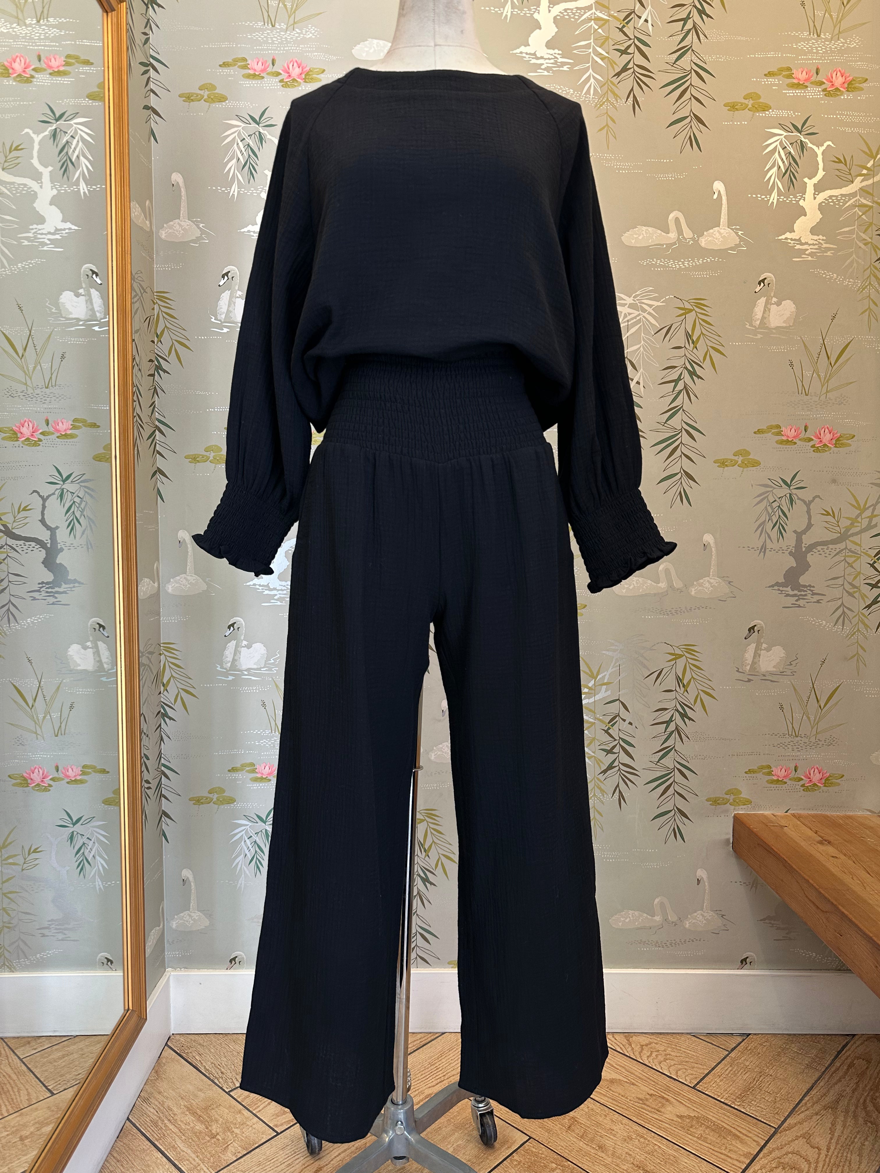 Zoe Smocked Pant for Women - Black High Waist Flare Leg Pants | Elegant & Comfortable for Work, Party, and Casual Wear | PRE ORDER