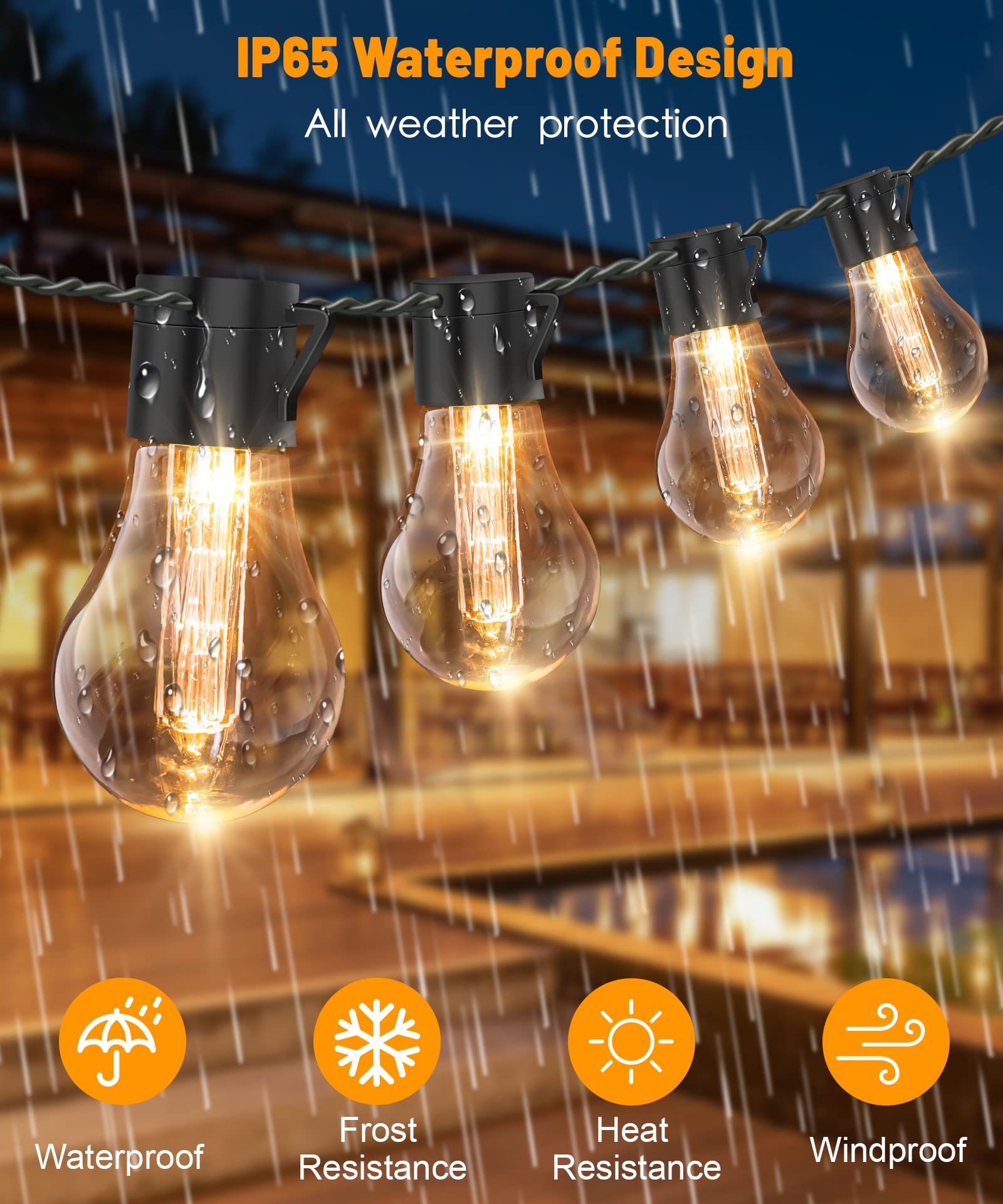 46FT Solar String Lights Outdoor with Remote - 30 LED Shatterproof Bulbs, USB & Solar Powered, 8 Lighting Modes, IP65 Waterproof - Perfect for Garden, Patio, Gazebo, Wedding & Party Decorations (Warm White)