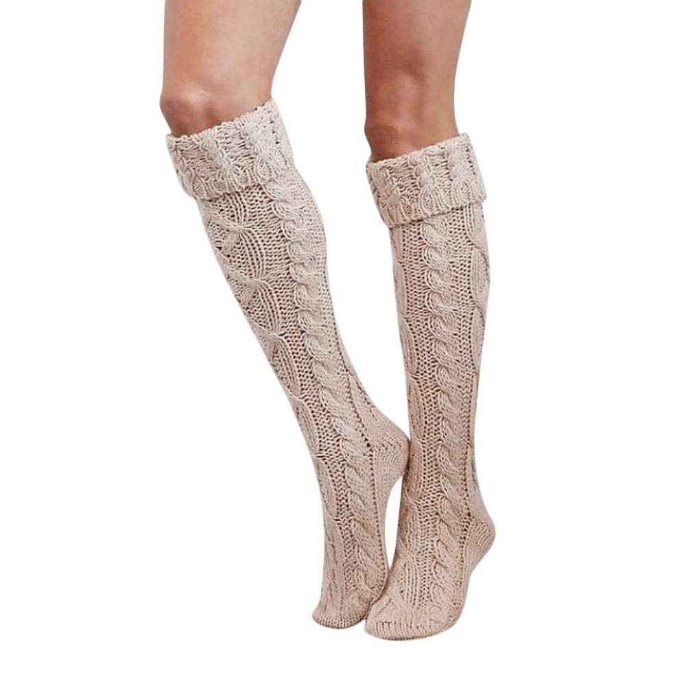 Women's Thigh High Knit Socks - Winter Warm Over Knee Boot Covers for Cold Weather