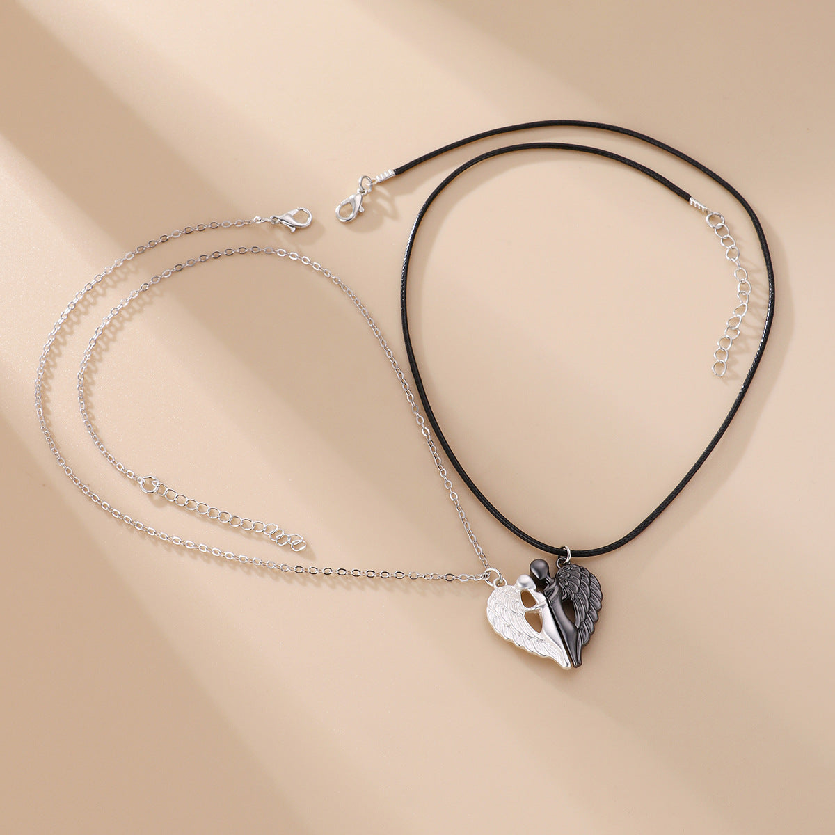 Hugging Angel Couple Wings Magnetic Necklace Set | Romantic Gift for Couples, Valentines Day, Anniversary | Perfect for Date Nights & Special Occasions