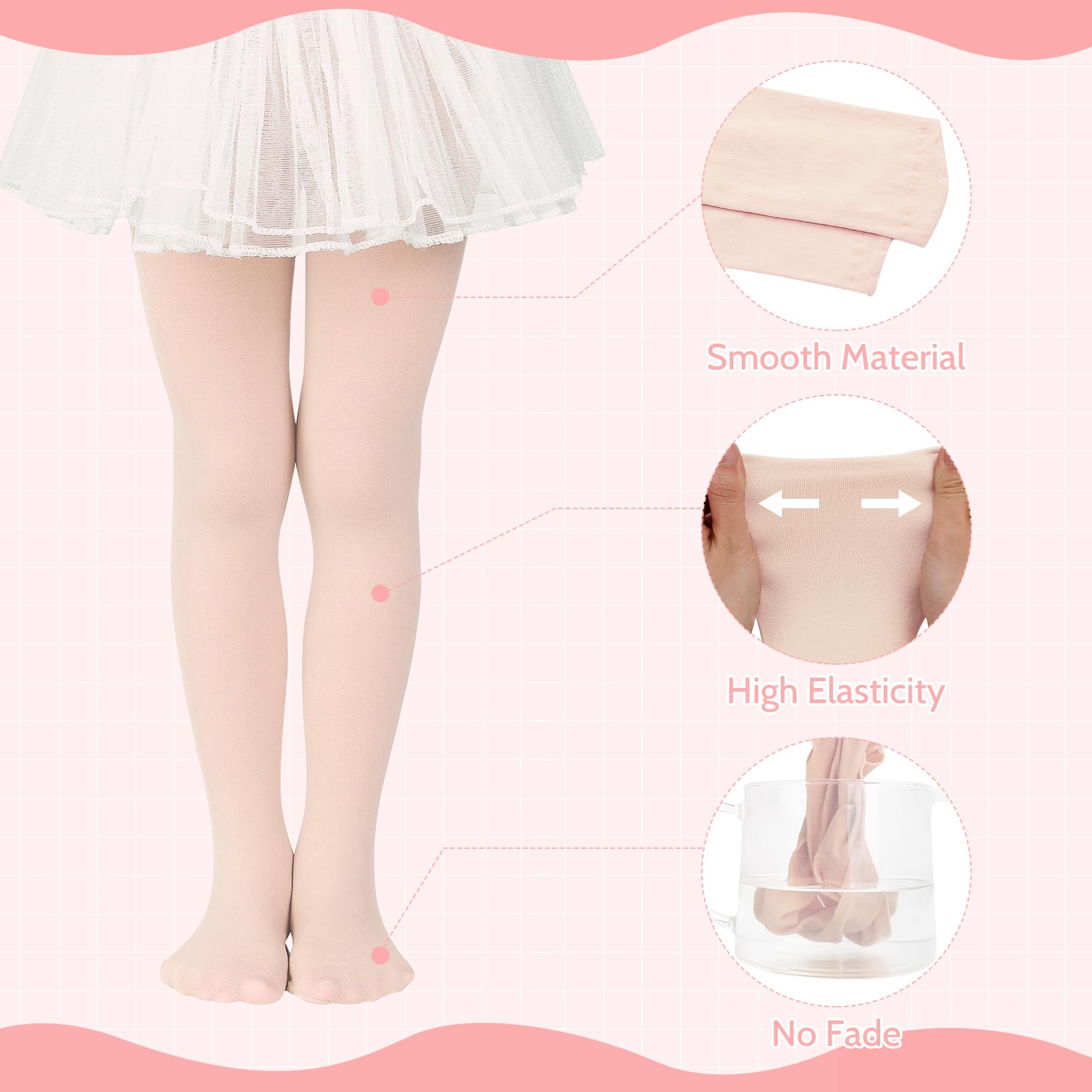 Zando 3-Pack Girls Dance Tights - Ultra Soft Ballet & Athletic Leggings with Footed Design for Toddlers & Kids | Perfect for Ballet Class, Dance Practice & Everyday Wear