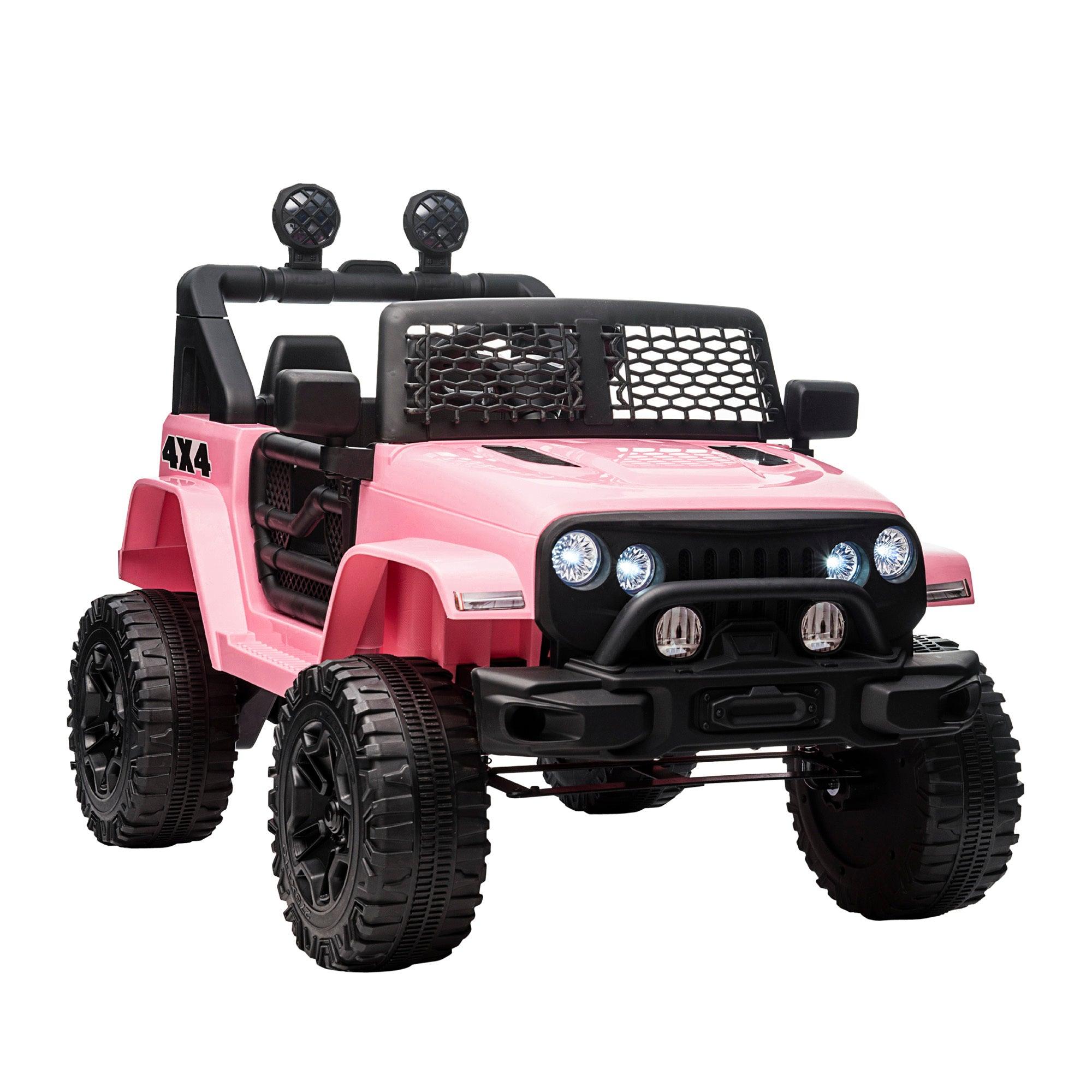 12V Kids Ride On Truck with Parent Remote Control - Electric Battery Powered Toy Car with Spring Suspension, Adjustable Speed, LED Lights & Horn - Pink Ride On Car for Boys & Girls | Perfect for Indoor Play, Backyard Fun & Birthday Gifts