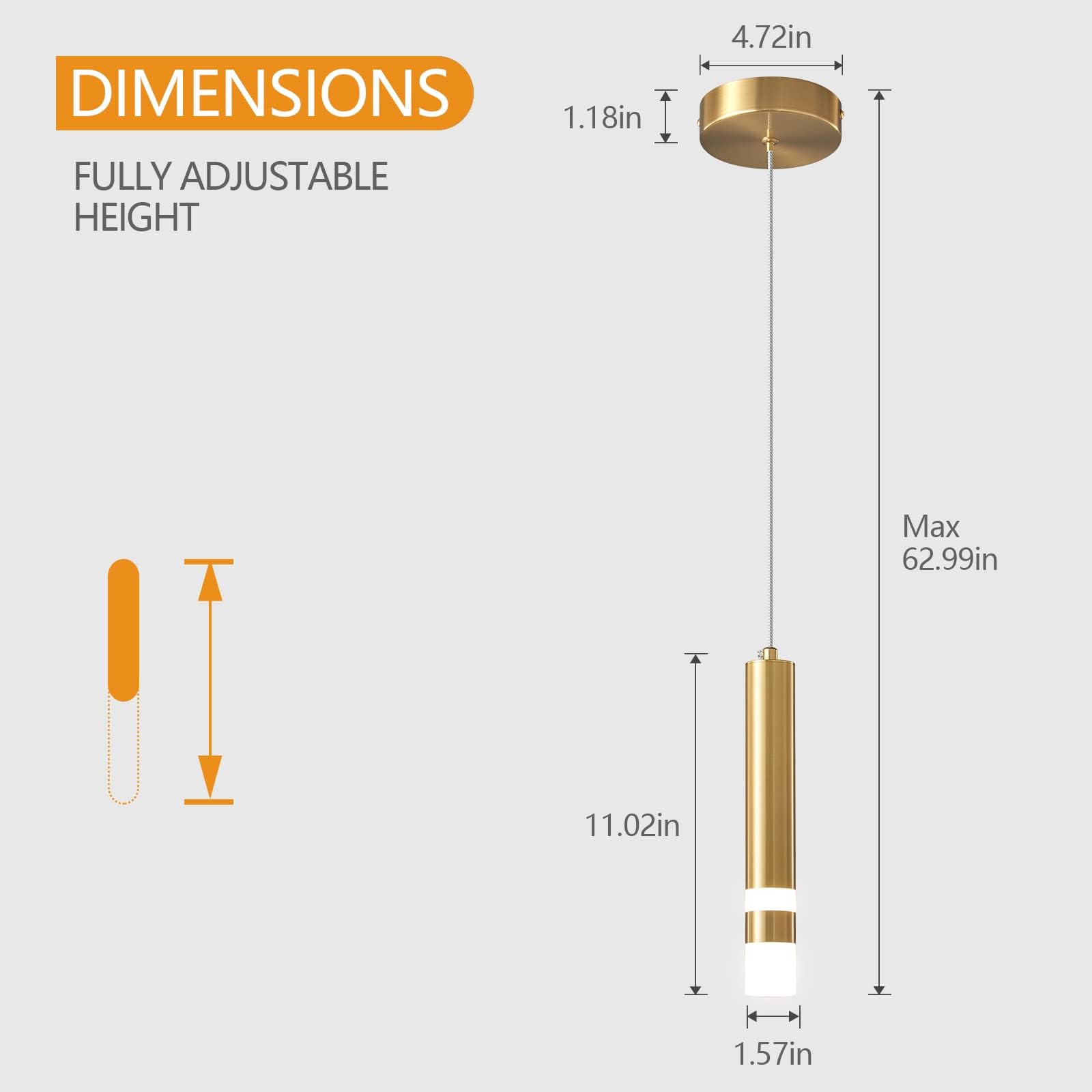 Modern Dimmable LED Mini Pendant Lights - Gold Kitchen Island Lighting Fixture (3-Pack) for Bedroom, Dining Room, and Living Room Decoration | Energy-Efficient Hanging Light for Home & Office Spaces