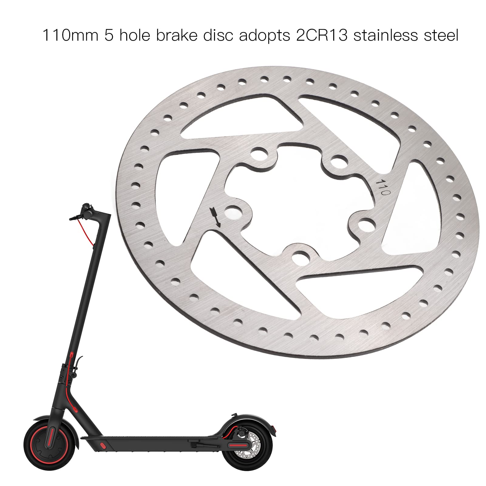 5 Hole 110mm Electric Scooter Brake Disc Rotor with Brake Lining & Screws - Compatible with Xiaomi M365/1S/LITE E-Scooters - Durable Replacement Brake System for Commuting & Urban Riding