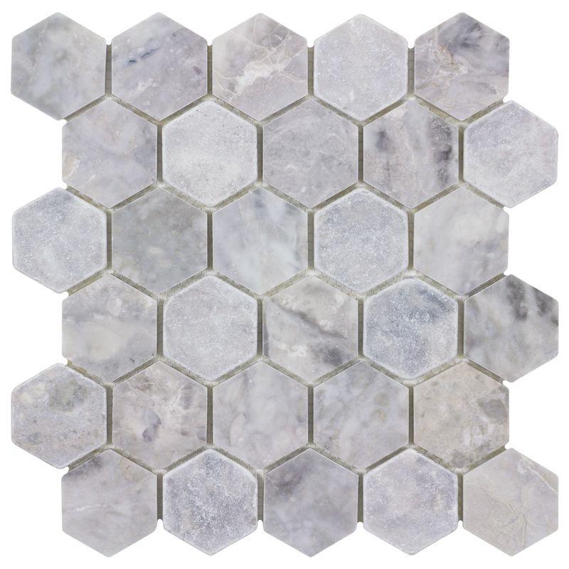 Premium Hexagon Stone Mosaic Tile - Natural Grey Peel-and-Stick Backsplash for Kitchen, Bathroom & Shower Wall Decor | Waterproof & Easy to Install
