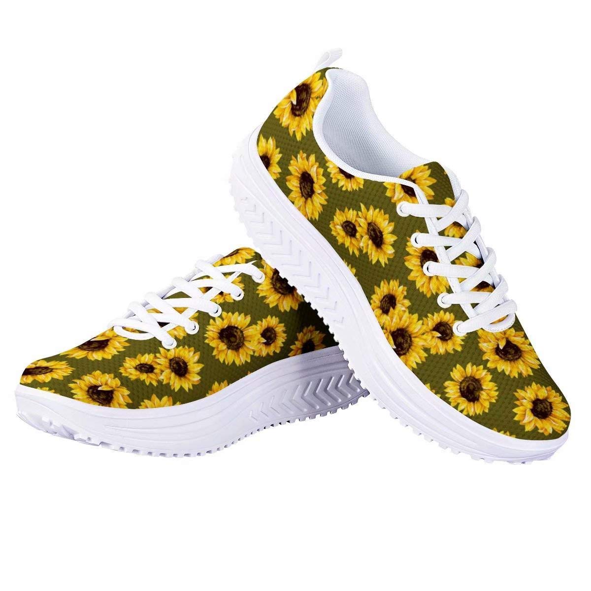 PinUp Angel Women's Sunflower Print Platform Wedge Sneakers - Comfortable Walking & Tennis Shoes for Women | Perfect for Casual Outfits, Summer Fashion & Outdoor Activities