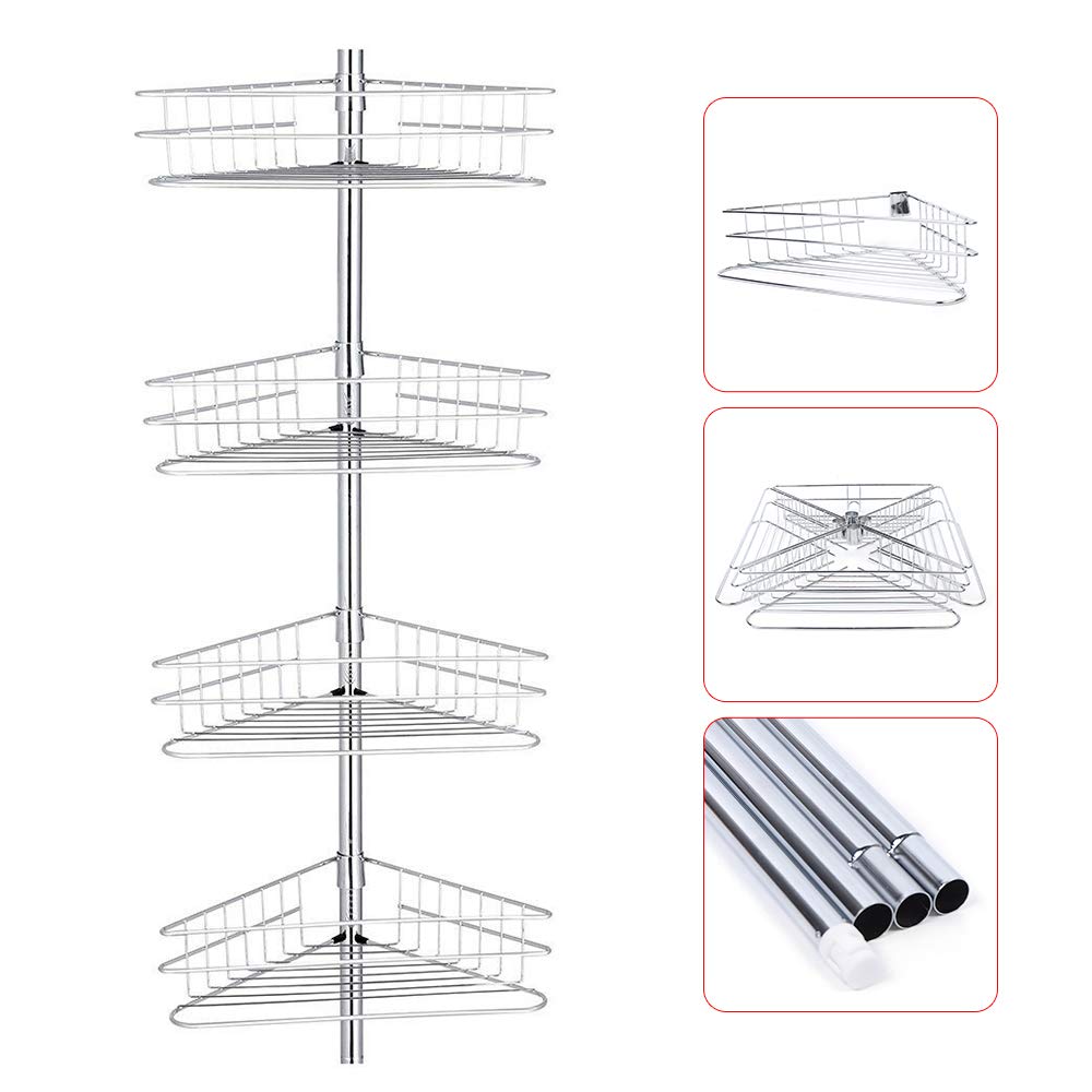 4-Layer Wall Mounted Bathroom Shelf - Space Saving Storage Organizer for Kitchen, Bathroom, Bedroom - Perfect for Shower Caddies, Towel Racks & Toiletries Organization