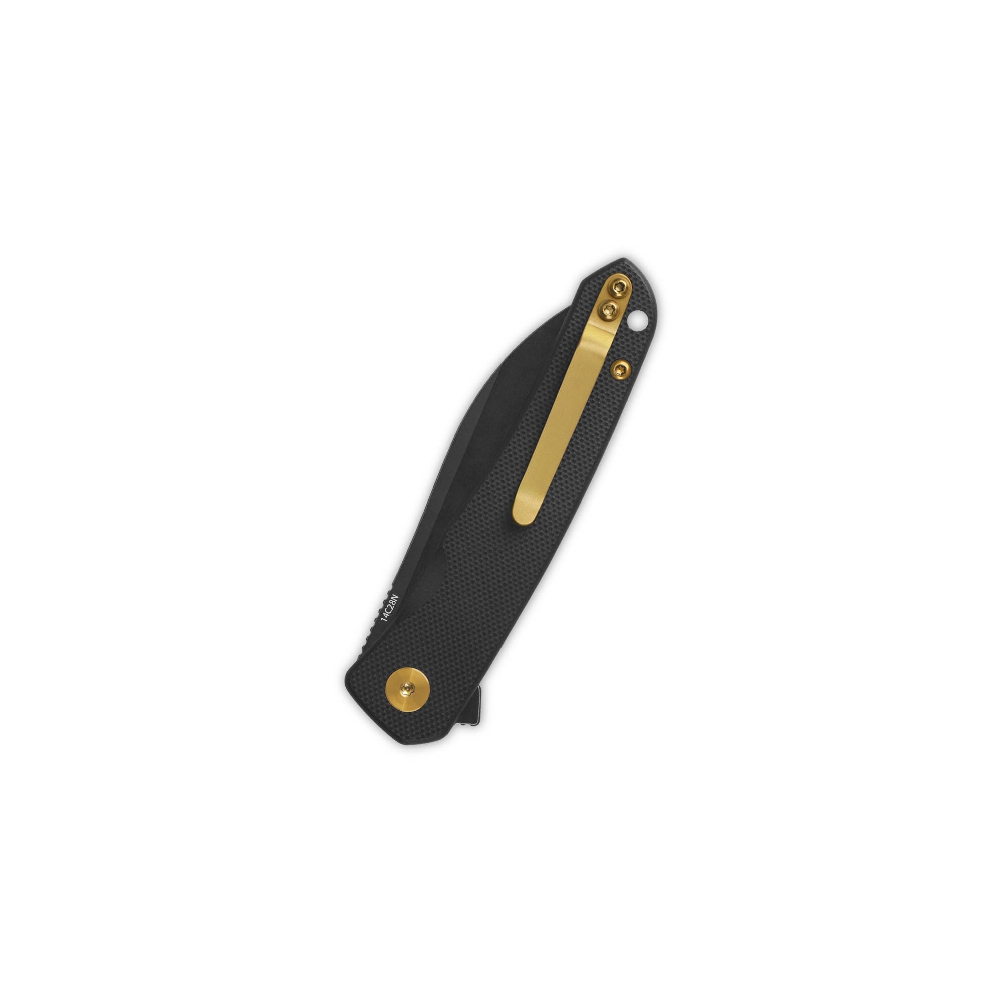 QSP Otter Liner Lock Pocket Knife - 14C28N Stainless Steel Blade, Black G10 Handle - EDC Folding Knife for Camping, Hiking & Everyday Carry