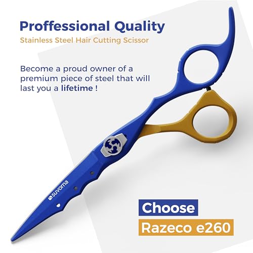 Professional Hair Cutting Scissors for Barbers & Stylists - Sharp Hairdressing Shears for Women & Men - Precision Barber Scissors in Yellow & Blue - Perfect for Salon, Home Haircuts & Styling