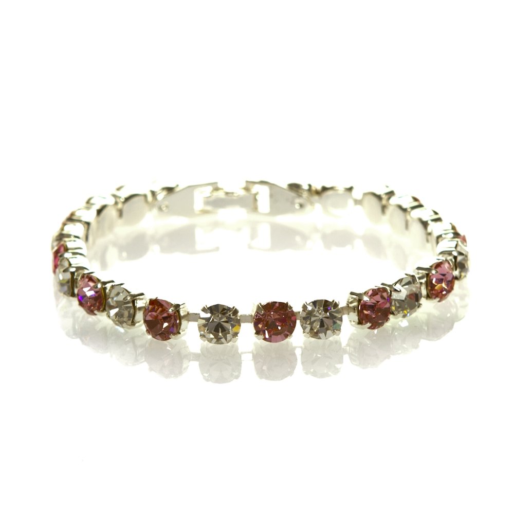 Elegant Silver Light Rose Rhinestone Tennis Bracelet for Women - Perfect for Weddings, Parties & Everyday Wear