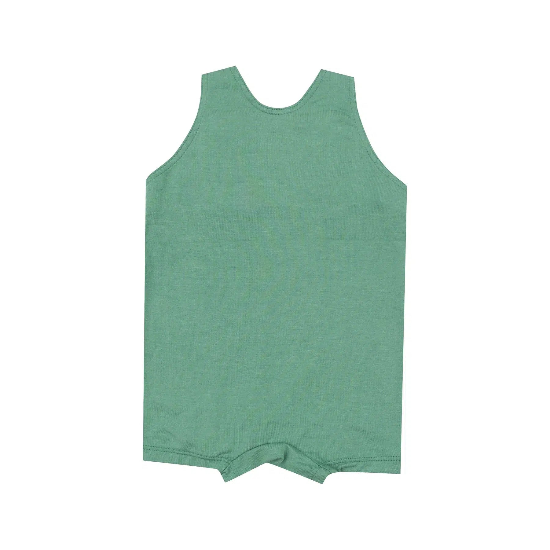 Angel Dear Bamboo Overall Shortie Romper - Soft Organic Baby Jumpsuit, Malachite Green | Perfect for Summer Outfits, Playdates & Photo Shoots