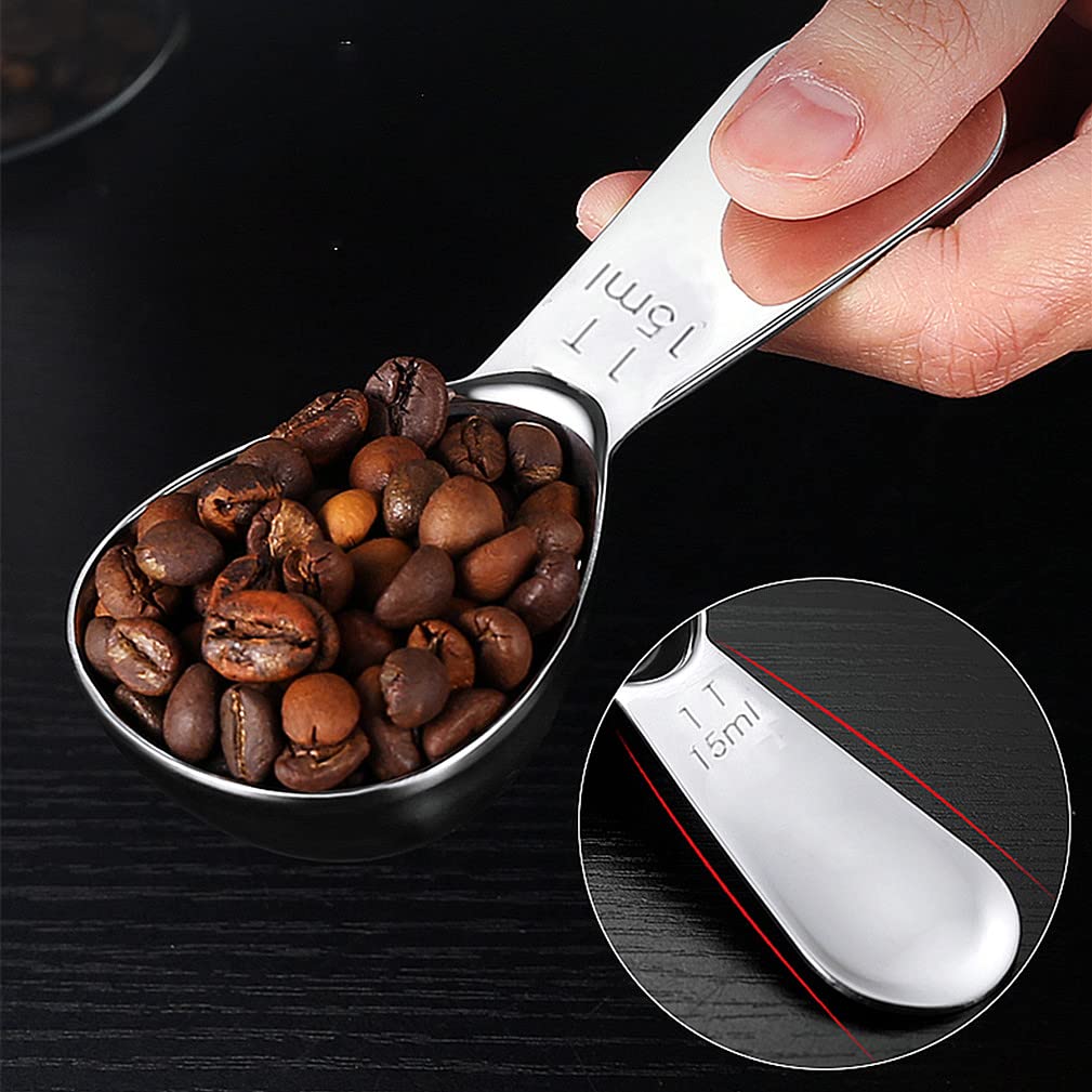 4pc Stainless Steel Coffee Scoops - Short Handle Measuring Spoons for Coffee, Tea, Sugar | Perfect for Home & Cafe Use
