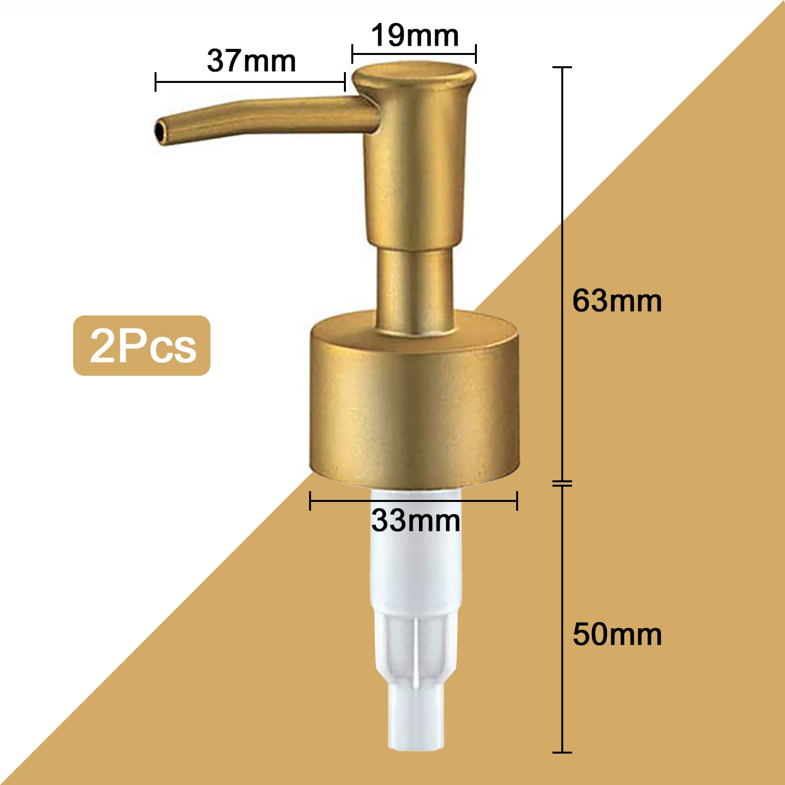 2Pcs Plastic Liquid Dispenser Replacement Pump - Gold Fog Dispenser Pump for Kitchen, Bathroom & Worktop Bottles - Perfect for Soap, Lotion & Oil Dispensing