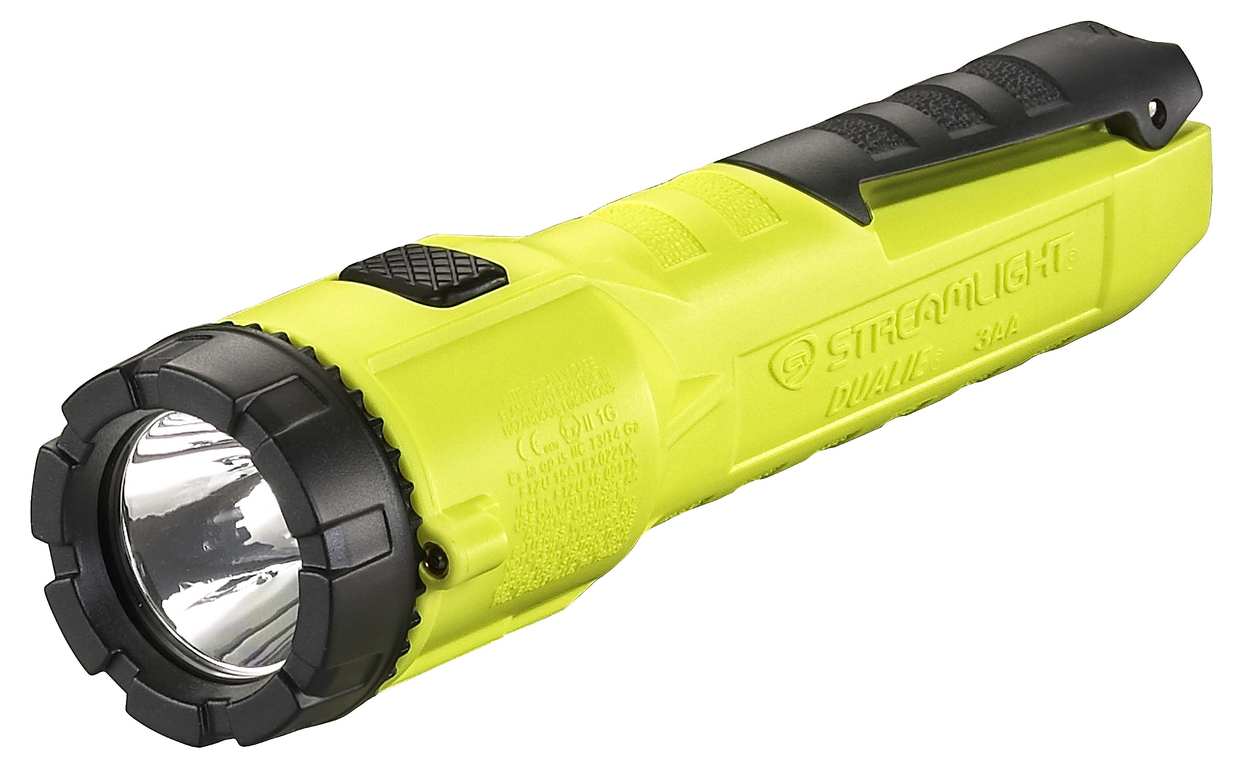 Streamlight 68751 Dualie 3AA 140-Lumen Intrinsically Safe Industrial Flashlight - Spot/Flood Beam, No Batteries, Yellow - Perfect for Hazardous Work Environments, Mining, Oil & Gas, and Emergency Use