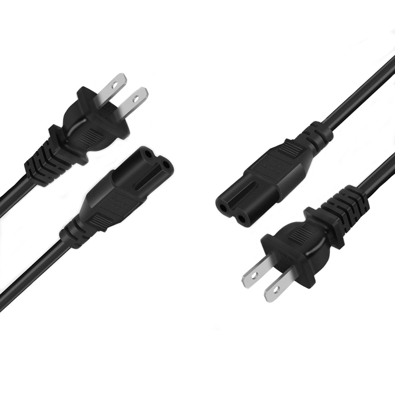 2-Pack 6.5Ft Universal AC Power Cord for TV, Monitor, PS3/PS4/PS5, Xbox Series, Speakers & Printers - Perfect for Gaming Setups & Home Office Electronics